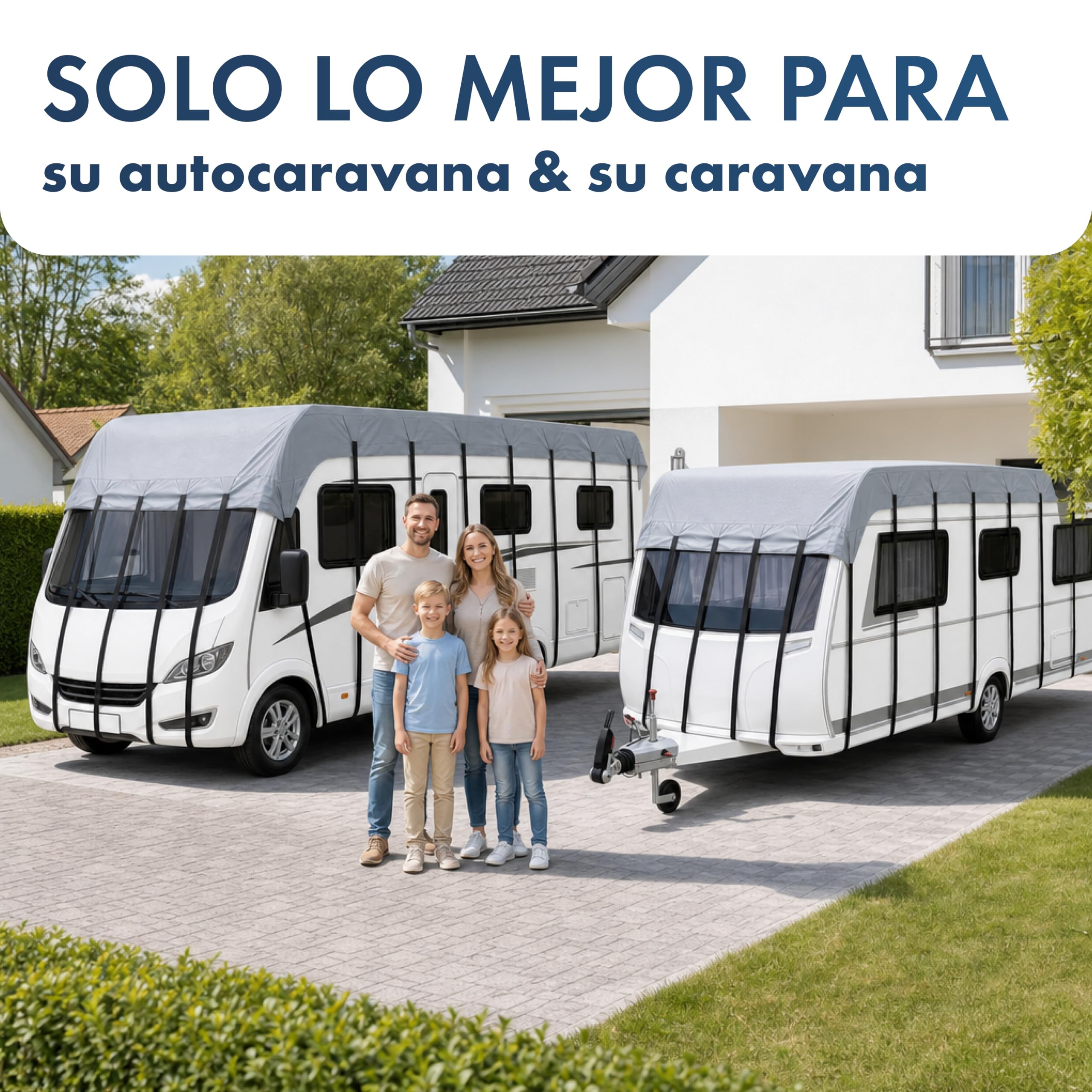 WALSER Lona Cubretechos para Caravana & Autocaravana, Impermeable & Resistente a los UV 500x300cm, Funda Protectora para Vehiculos Recreativos Gris