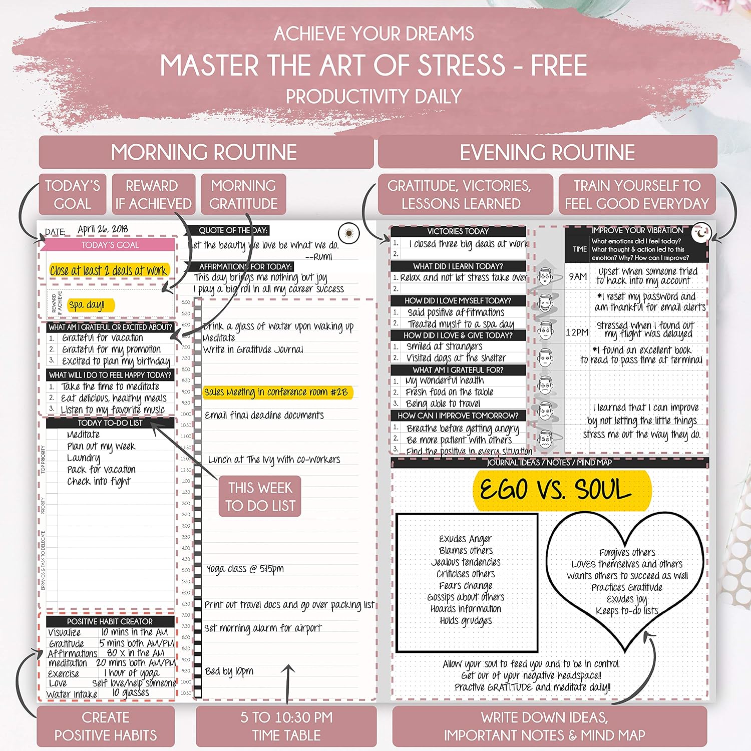 Manifestation Journal - 5 Minute Manifesting & Self Care Journal, Pink, A5 - Image 4