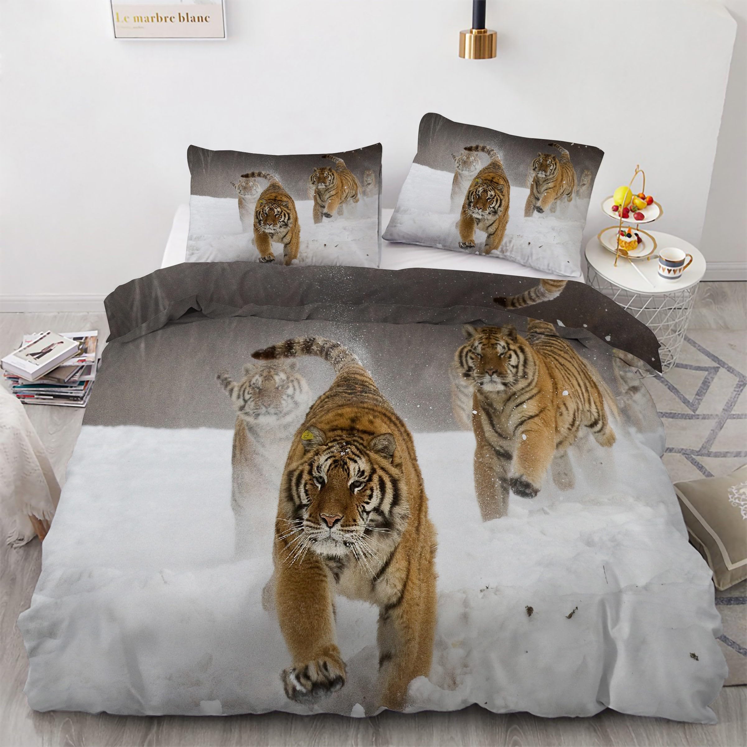 Housse de couette tigre facile à laver et infroissable pour simplifier le lit au quotidien