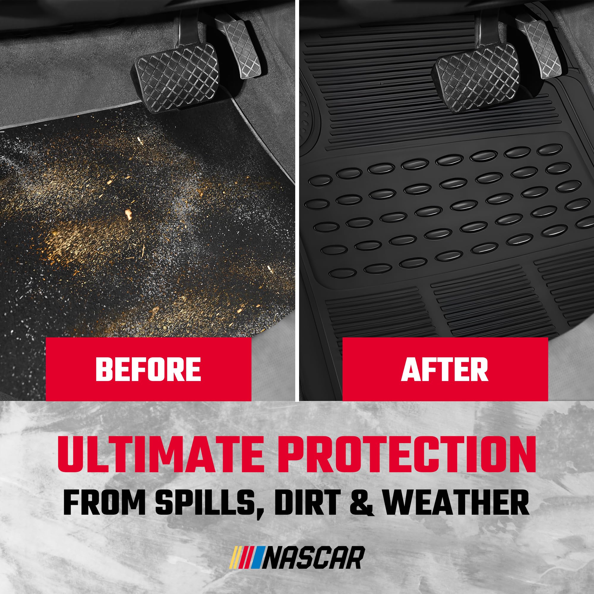 NASCAR Premium Car Floor Mats - 4-Piece Set Heavy Duty All-Weather Rubber Universal Trim-to-Fit for Cars Trucks SUVs — view 3