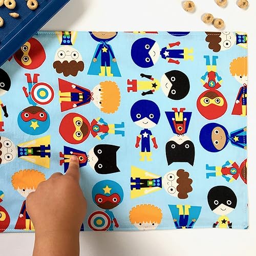 Children's Cotton Placemat Superhero Boy Handmade Cloth