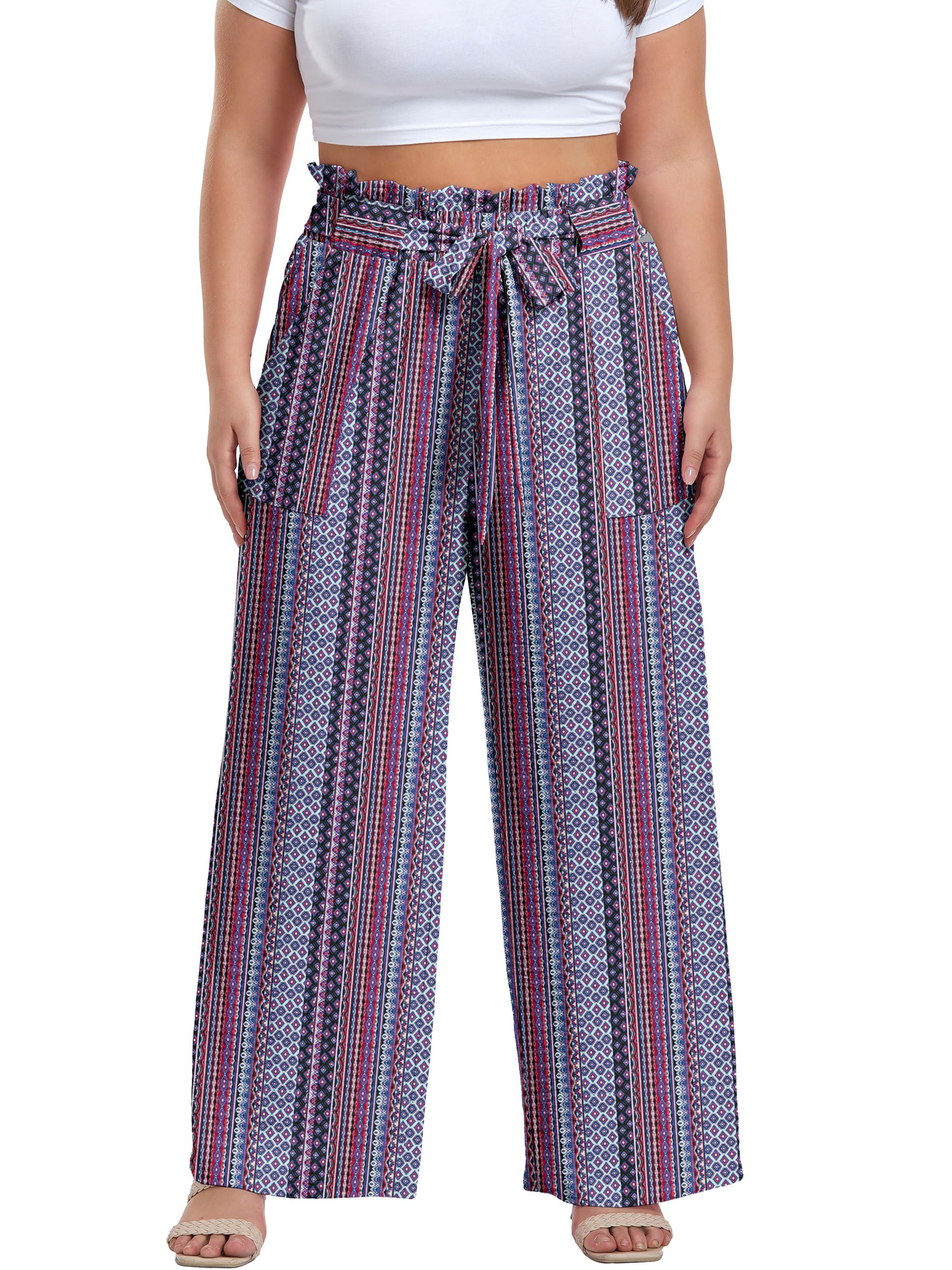 OLRIK Plus Size Pants for Women High Waisted Wide Leg Casual Palazzo Pants