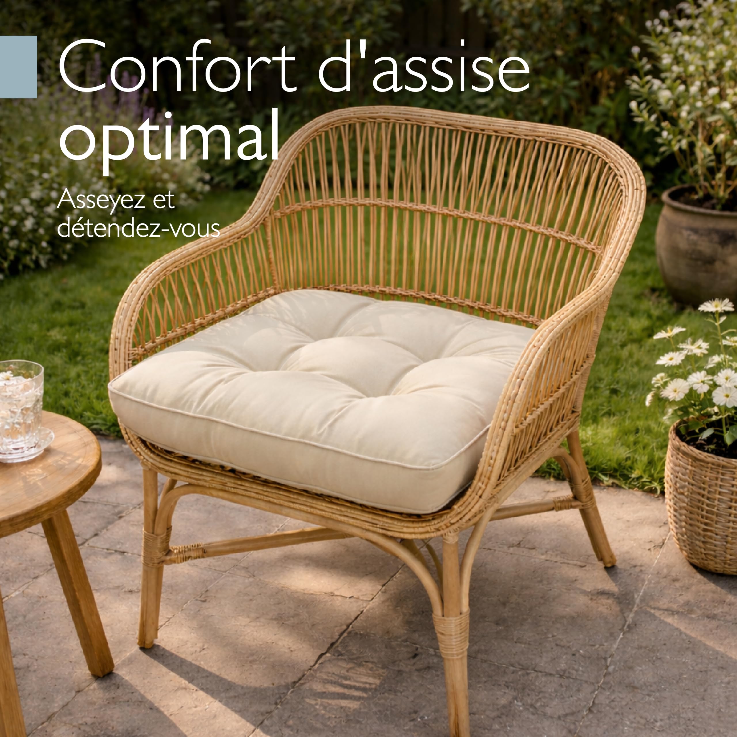 Beautissu Coussin Fauteuil Jardin Assise résistant à l'eau Anti-salissures