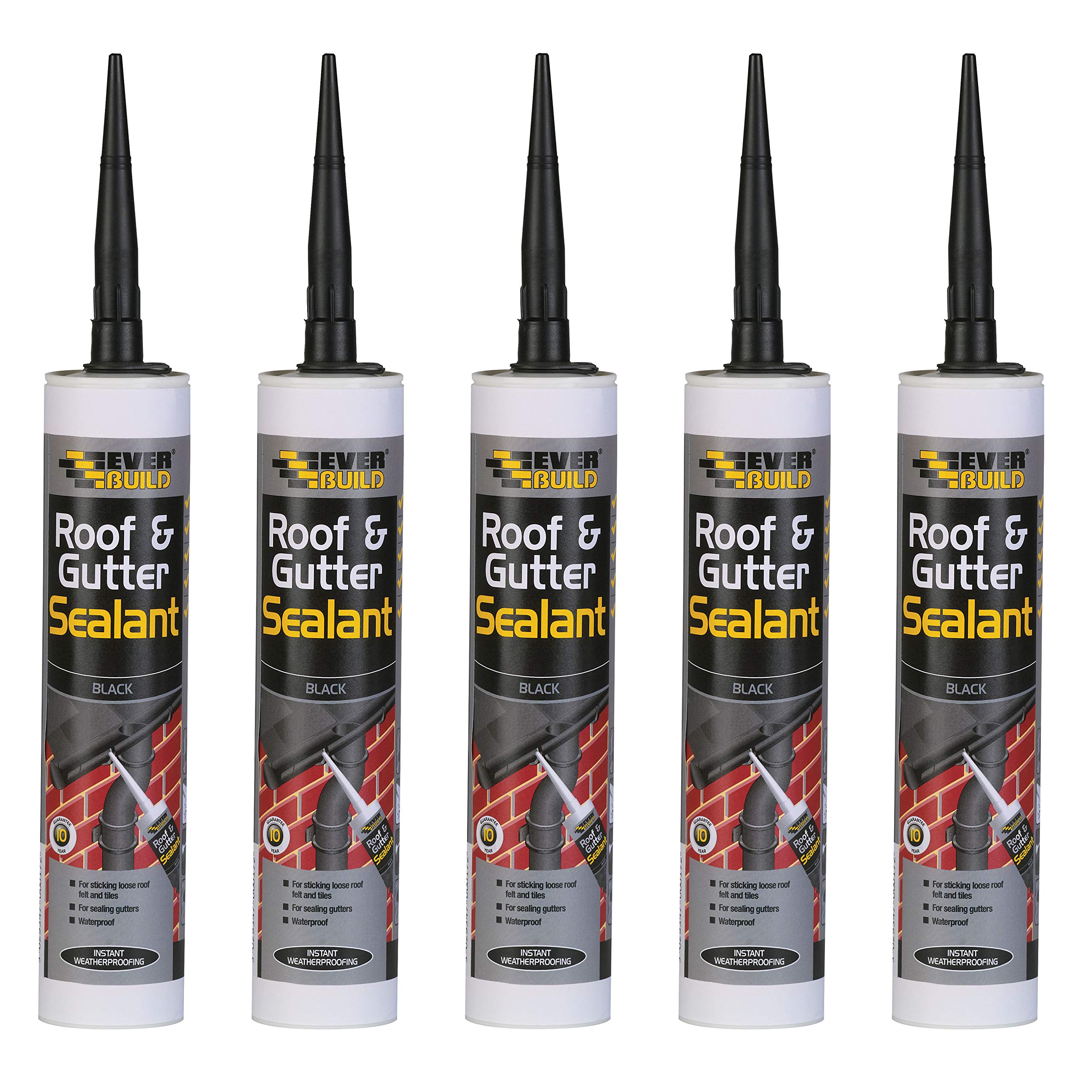 Everbuild 5 X Roof & Gutter Sealant Black 310ml EVBROOFBL