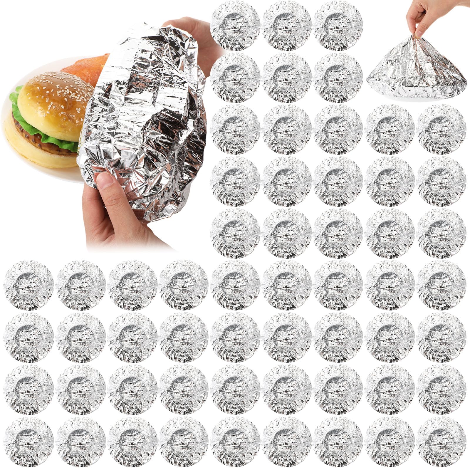 Remerry 200 coperture isolanti riutilizzabili in alluminio, coperture per alimenti in foglio di alluminio con elastico, pellicola isolante regolabile per mantenere la freschezza della cucina
