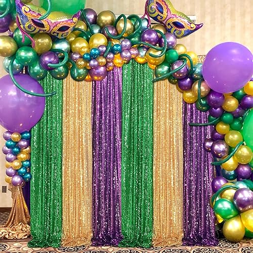 Miniatura 5 de Cortina de lentejuelas doradas de 2 x 8 pies, telón de fondo para fotografía de boda, fondo para fotografía