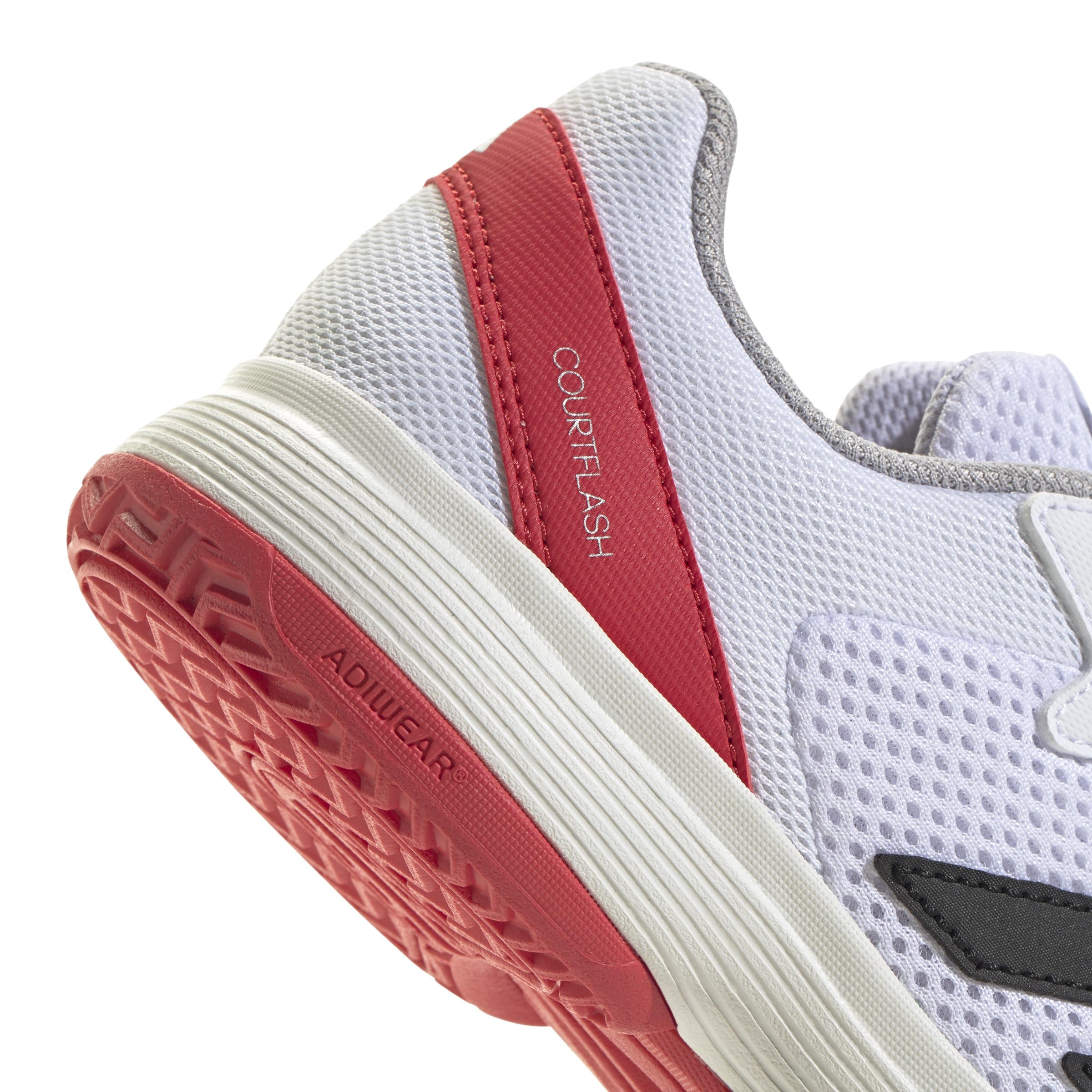 adidas Uniseks - dzieci Courtflash Kids Tennis Shoes, Cloud White/Core Black/Lucid Red, 38 EU
