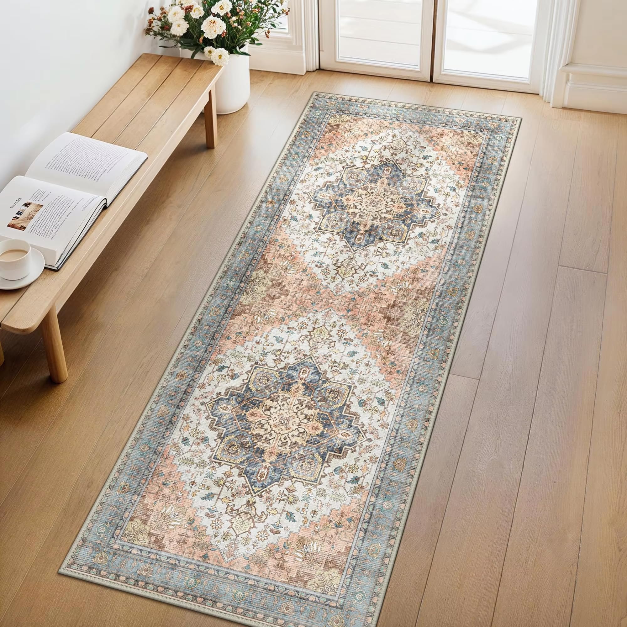 Tapis de couloir vintage lavable et antidérapant 90x160cm