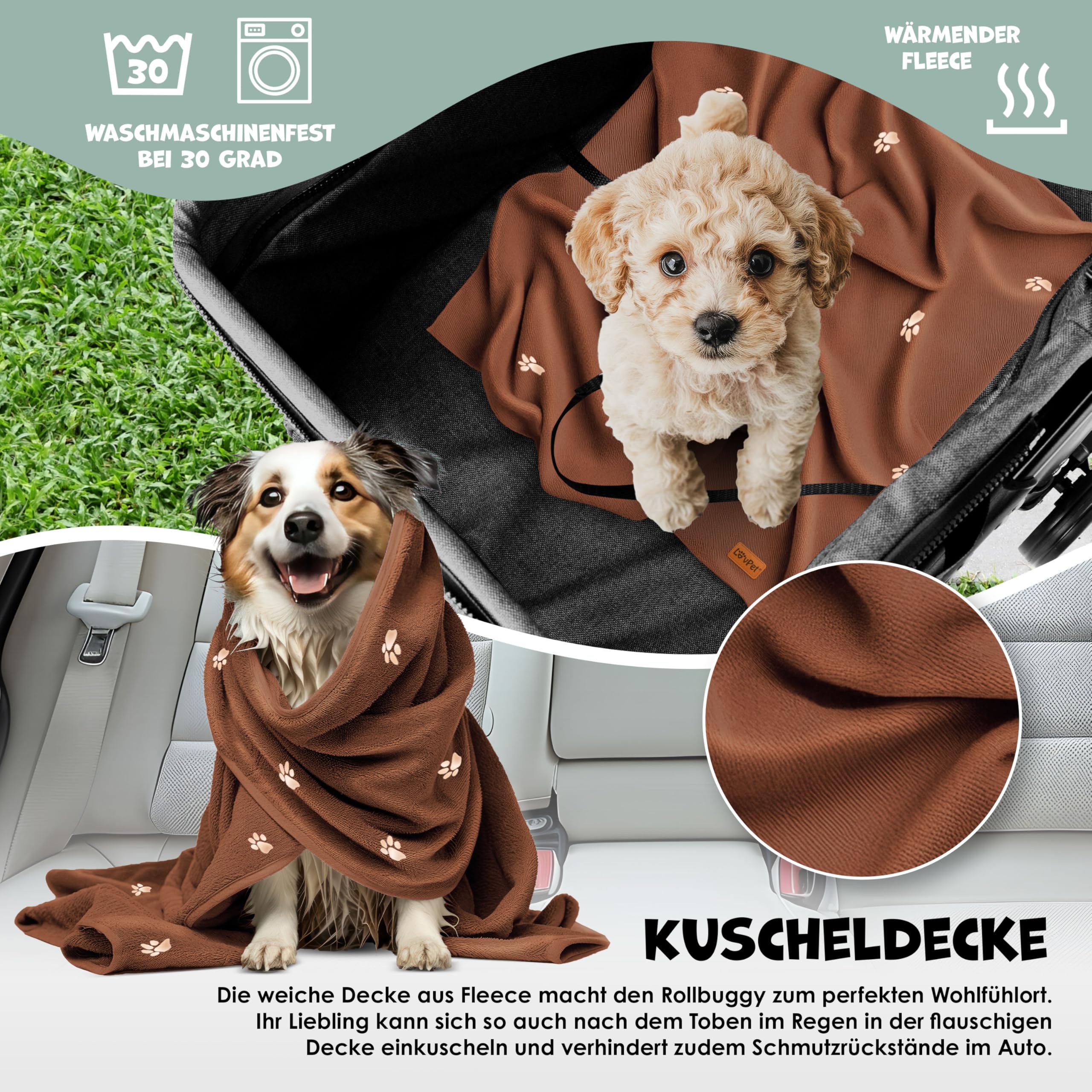 LOVPET Cochecito para perros 2 en 1, bolsa de transporte, plegable, hasta 20 kg, con ventana de red, soporte para bebidas, cubierta de lluvia y manta para correr para mascotas