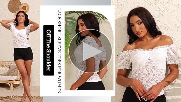 KWSTAIN Black Lace Top for Women Off Shoulder Tops 2025