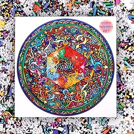 Bgraamiens Puzzle-Mandala Blossom-1000 Pieces Round Puzzle Color Challenge Jigsaw Puzzles for Adults (Mandala Blossom)