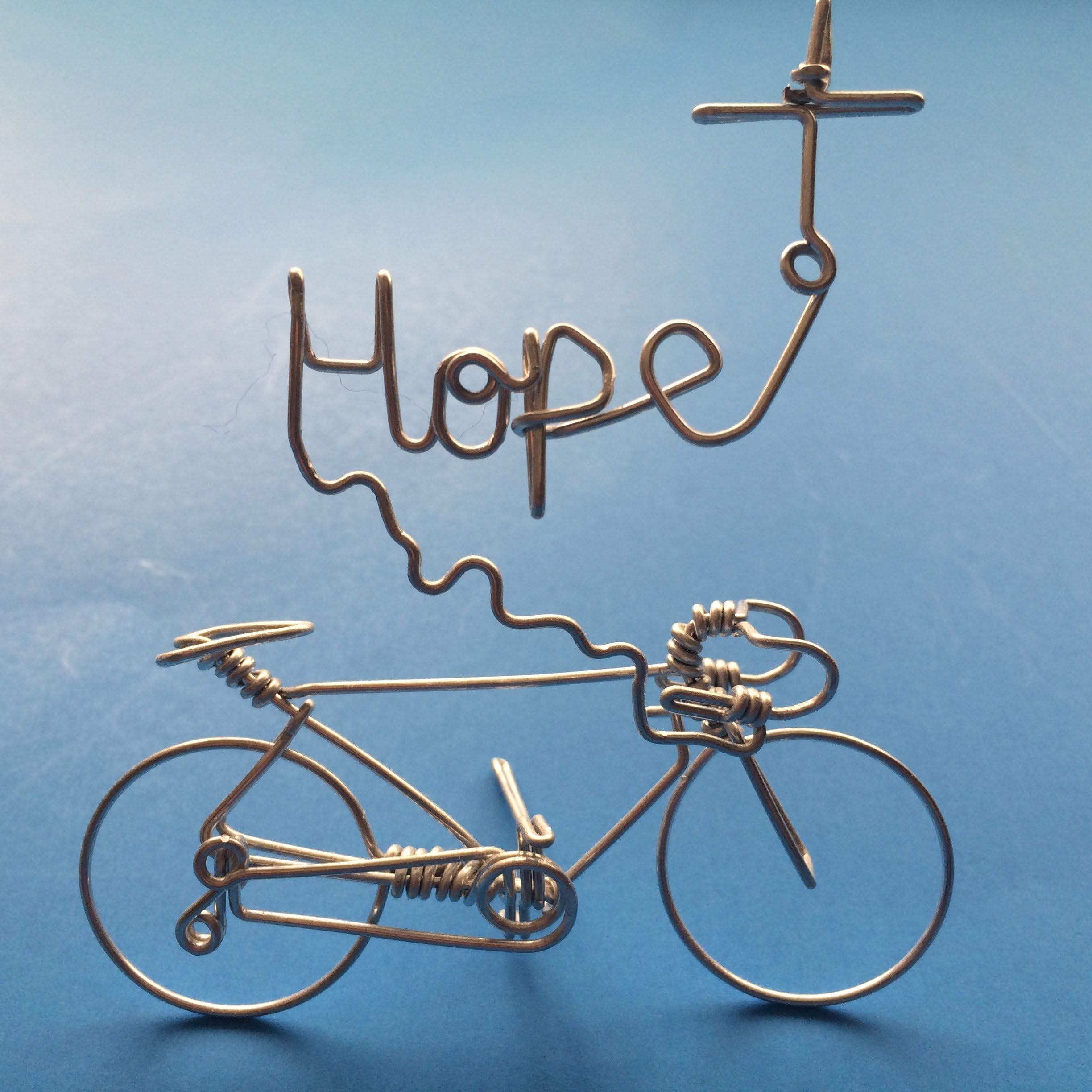 HOPE Bicycle Art Decor - Script Word Hope Cross Sign -Bike Incense Holder Cycling Decorations -Handmade with One String Metal Wire with NO Single BREAK - Buy Road Bikes For Sales Online
