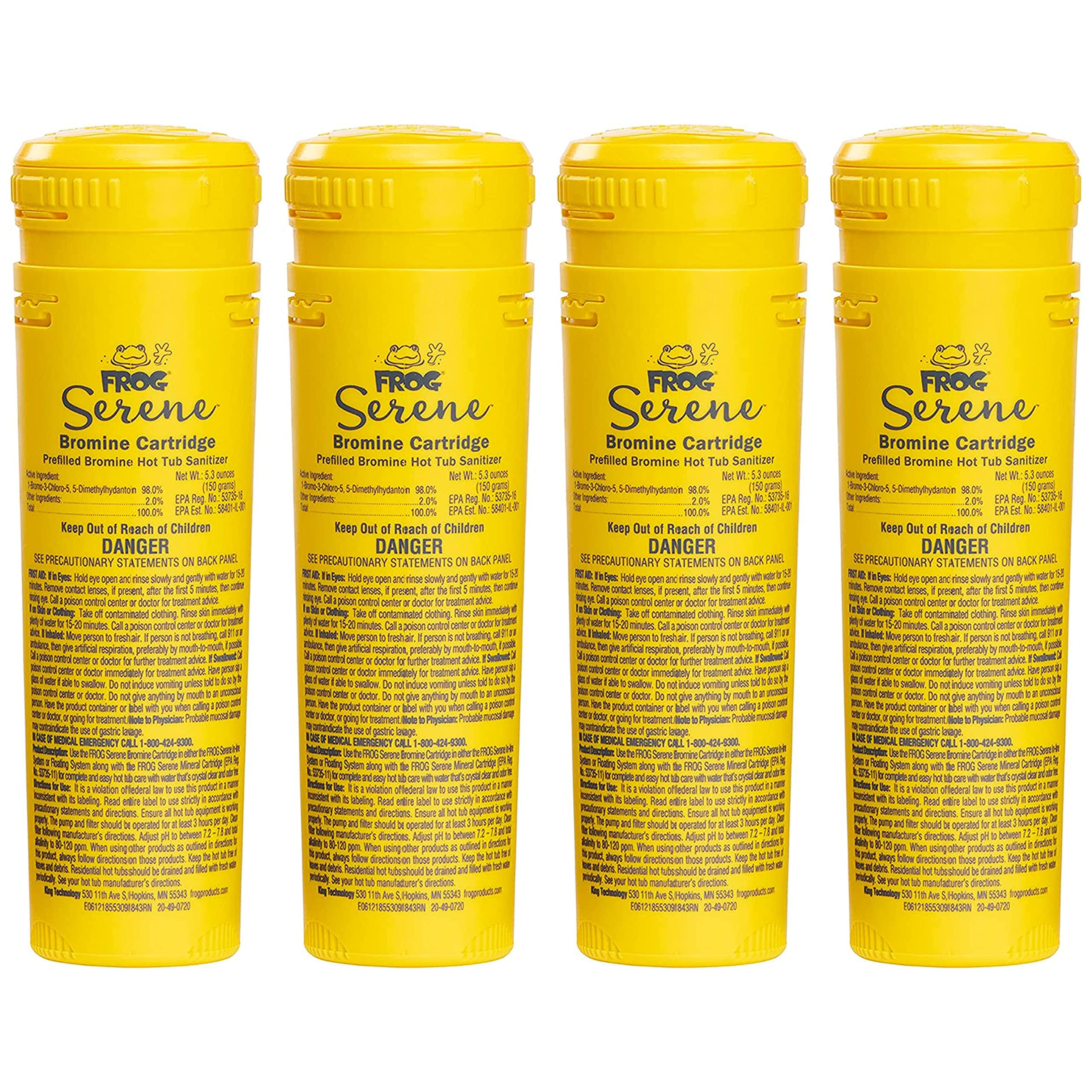 FROG Serene Replacement Bromine Cartridges for use with Hot Tub FROG Serene Floating Sanitizing System - Prefilled for Quick & Easy Hot Tub Maintenance - 4 Pack