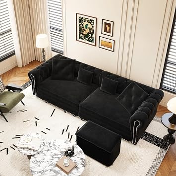 89" Convertible Sofa Bed 3-in-1 Pull-Out Sofa King Size Couch with Armrest, Movable Sleeper Sofas Convertible sofasLounge Comfy Couch for Living Room Bedroom Apartmen Black