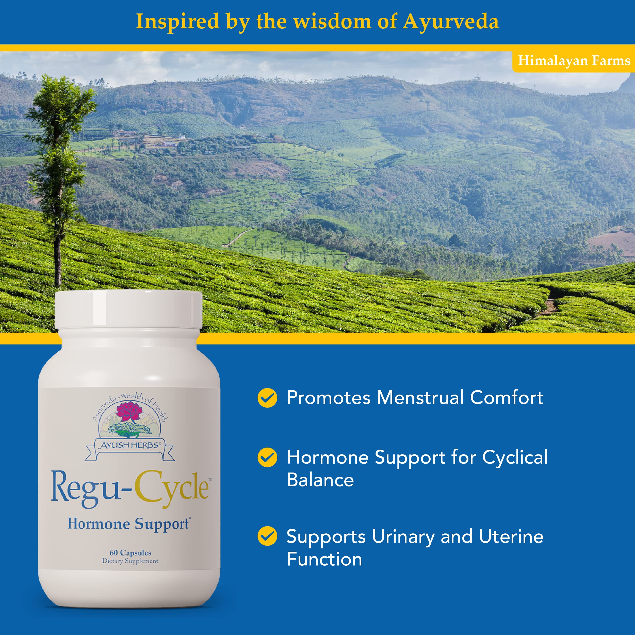 Amazon.com: Ayush Herbs Regu-Cycle, All-Natural Certified Organic Ayurvedic  Herbal Supplement for Female Reproductive Health, Hormonal Support, Healthy  Urinary Tract, Mood & Cognitive Support, Doctor Formulated & Recommended,  60 Vegetarian Capsules ...