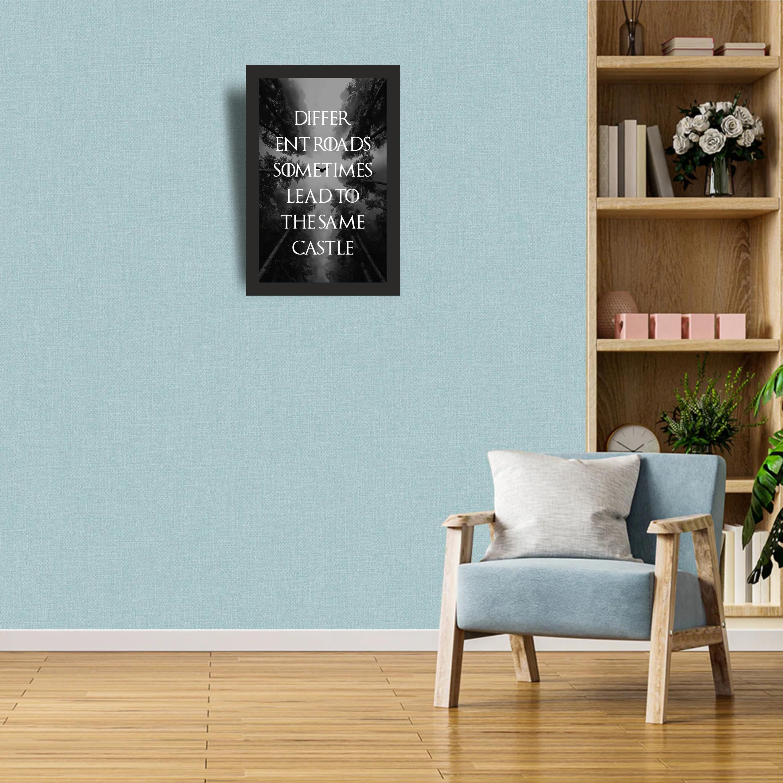 Different Roads Forest Quote Wall Art Photo Frame A4 Black