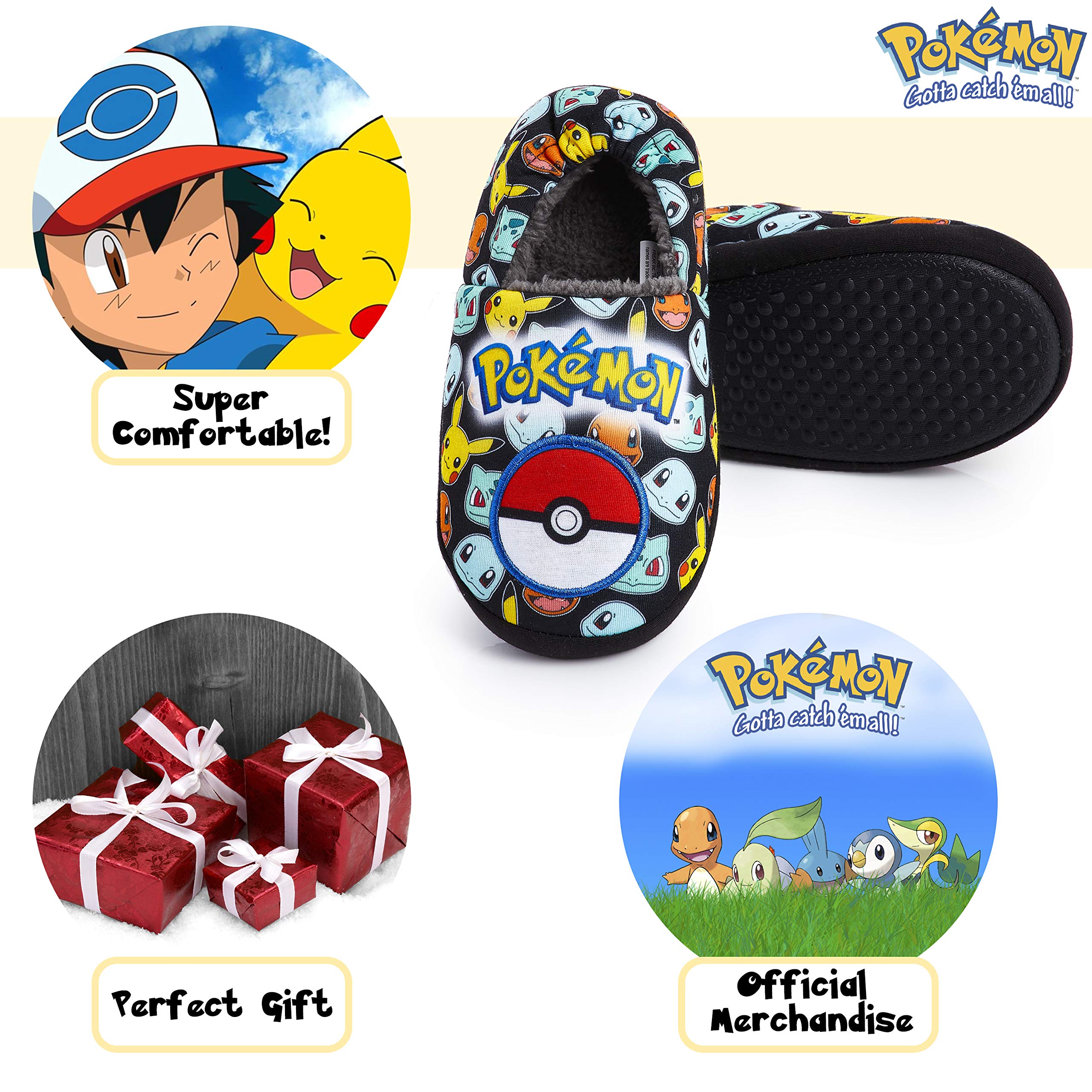 Pokémon Pantofole Bambino - Ciabatte da Casa Pantofola Mocassino Stivaletto Antiscivolo Per Bambini Pikachu