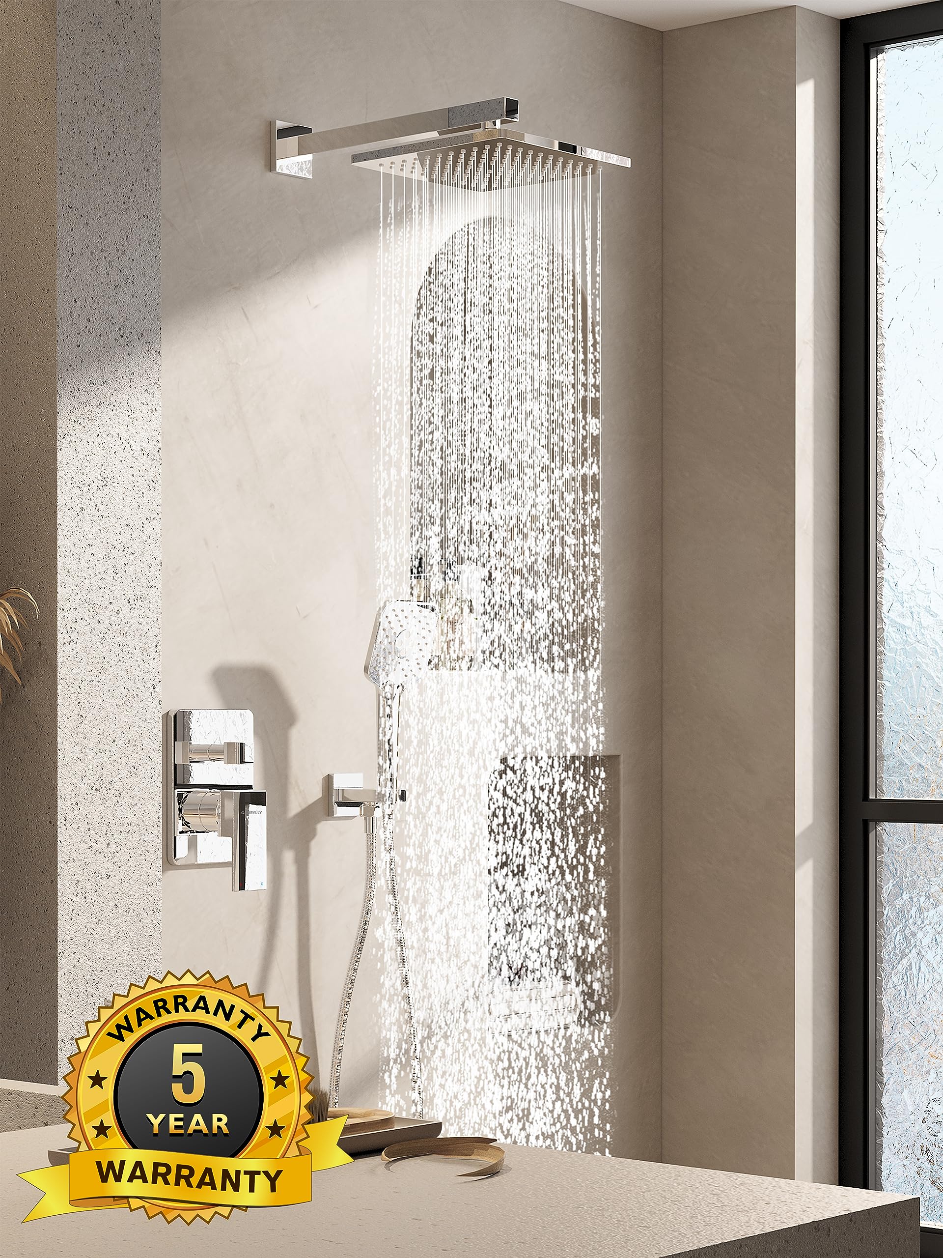 Duschsystem-Set, Gebürstetes Gold – Mit 25,4 Cm Regenduschkopf, Handbrause & Druckausgleichsventil Für Perfekten Duschkomfort