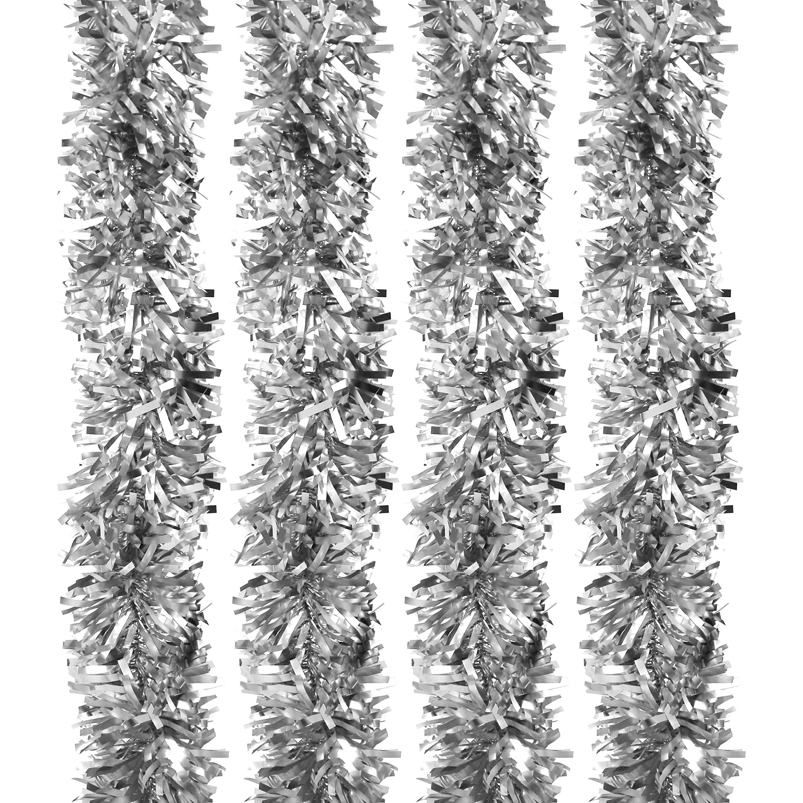 Robelli Silver (8 Meters) Thick Luxury Matte Christmas Tree Tinsel Decoration (Silver - 8 Meters)