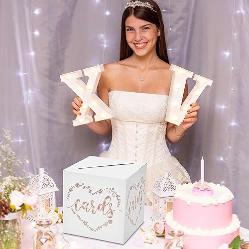 Vista 12 de Elegante caja de tarjetas clásica de corazón, 1 juego de caja de recepción de tarjetas de estampado en caliente para regalo de sobre de dinero