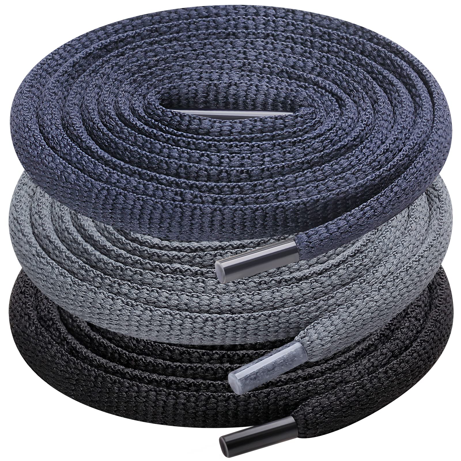 UpUGo 3 Pair Oval Shoe Laces, Half Round 1/4" Shoelaces for Athletic Running Sneakers Shoes Boot Strings
