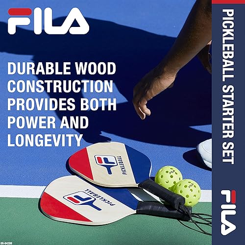 Miniatura 3 de FILA Accessories Juego de 2 palas de pickleball - Incluye 2 raquetas de pickleball, 2 pelotas de pickleball para exteriores, raqueta de pickleball