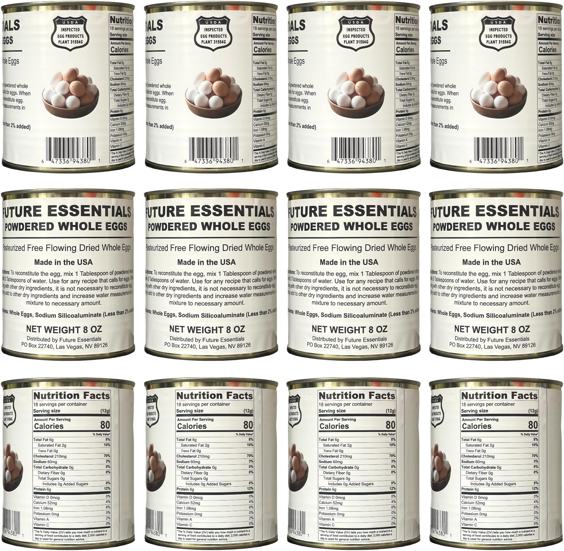 Future Essentials Canned Powdered Eggs (Full Case (12-Pack))