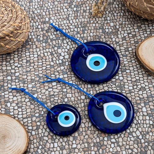 Miniatura 5 de Erbulus Adorno para colgar en la pared de ojo turco con cuentas de nazar turco ojo turco dije de protección del hogar con triple ojo malvado juego
