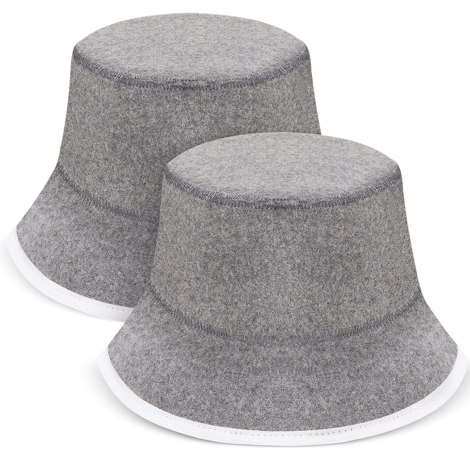 Azonee Sauna Hat, 2pcs Russian Bath Hat, Handmade Felt Wool Cap for Sauna, Gray Sauna Hair Protector, Sauna Accessory for Gifts Men Women Stay in Sauna Longer, Bath House Head Protection, Banya Hat