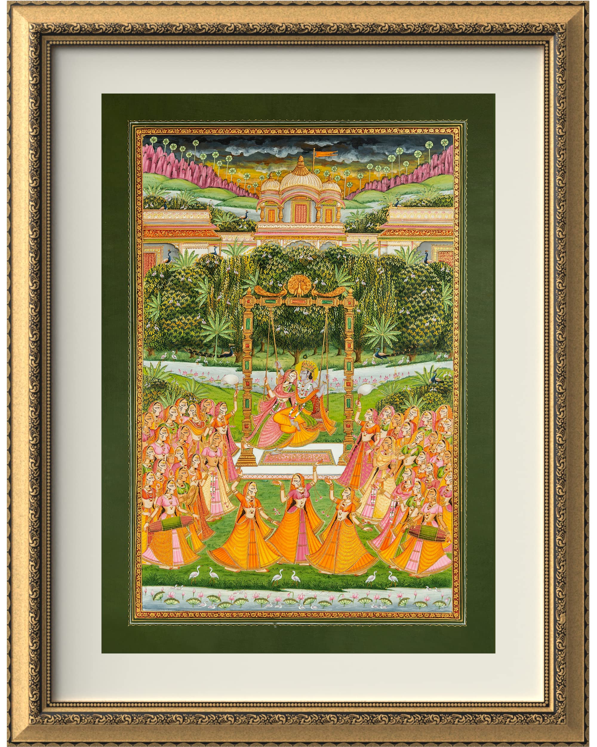 Krishna Leela Handmade Original Artwork Painting Framed Fine Art