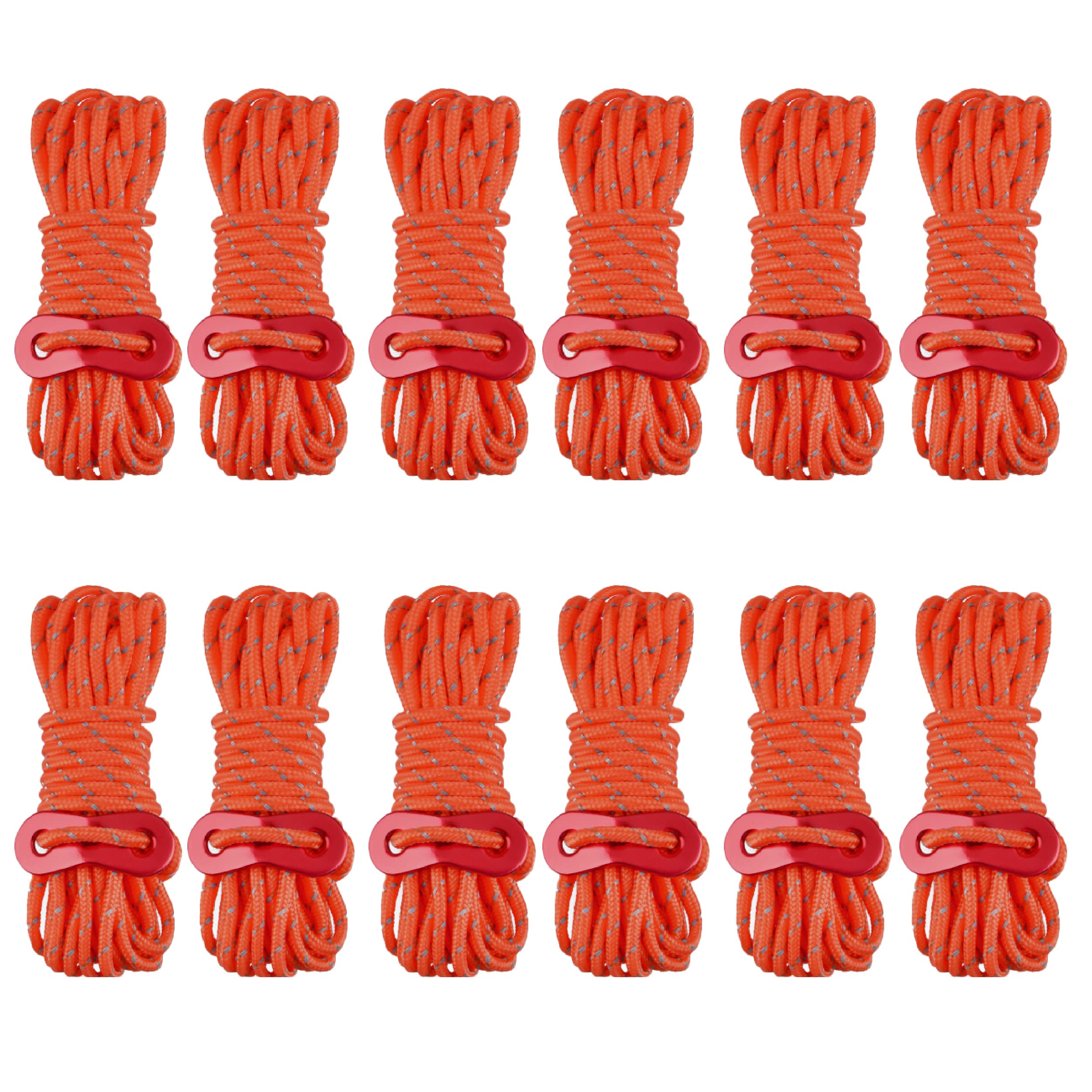 Azarxis Reflective Tent Guide Rope Lightweight Guy Line Cord with Aluminum Adjuster Guyline Tent Cord Tensioner for Camping Hiking Backpacking -