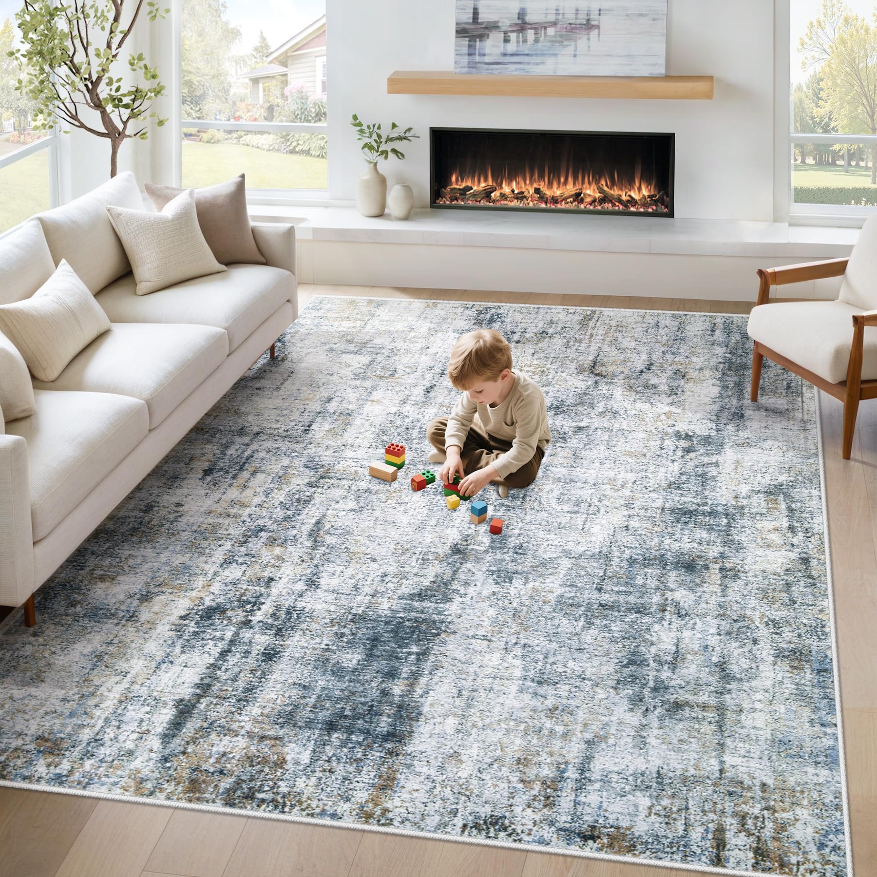 Amazon.com: 6x9 Area Rug for Living Room: Washable Abstract Soft