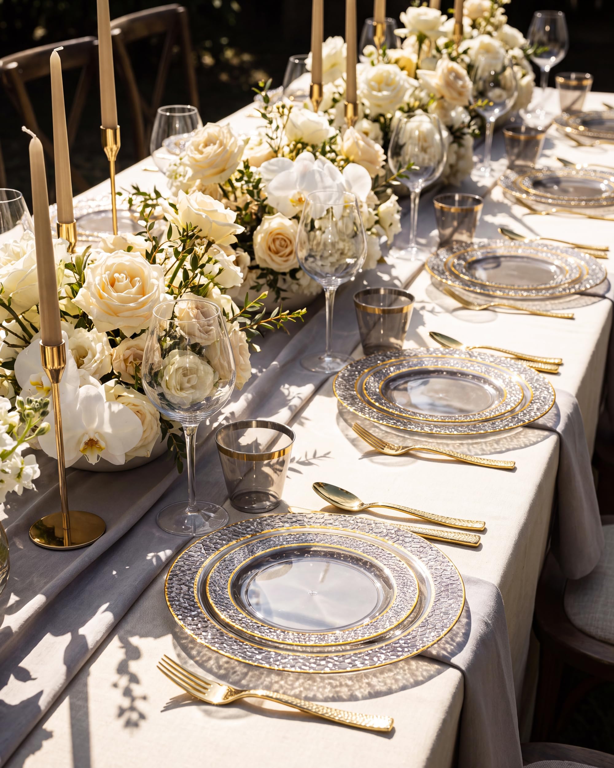 Nervure Plates & Gold Silverware Set - 150 PCS -3