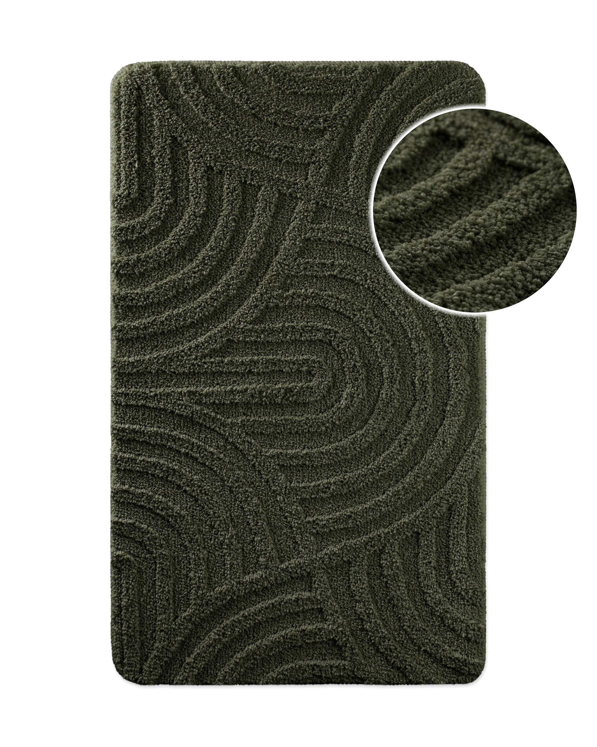 Wecon Home Badteppich Fiete, 55 x 65 cm, kiefern grün | Hoch-Tief-Struktur, waschbar 30°C, rutschhemmend