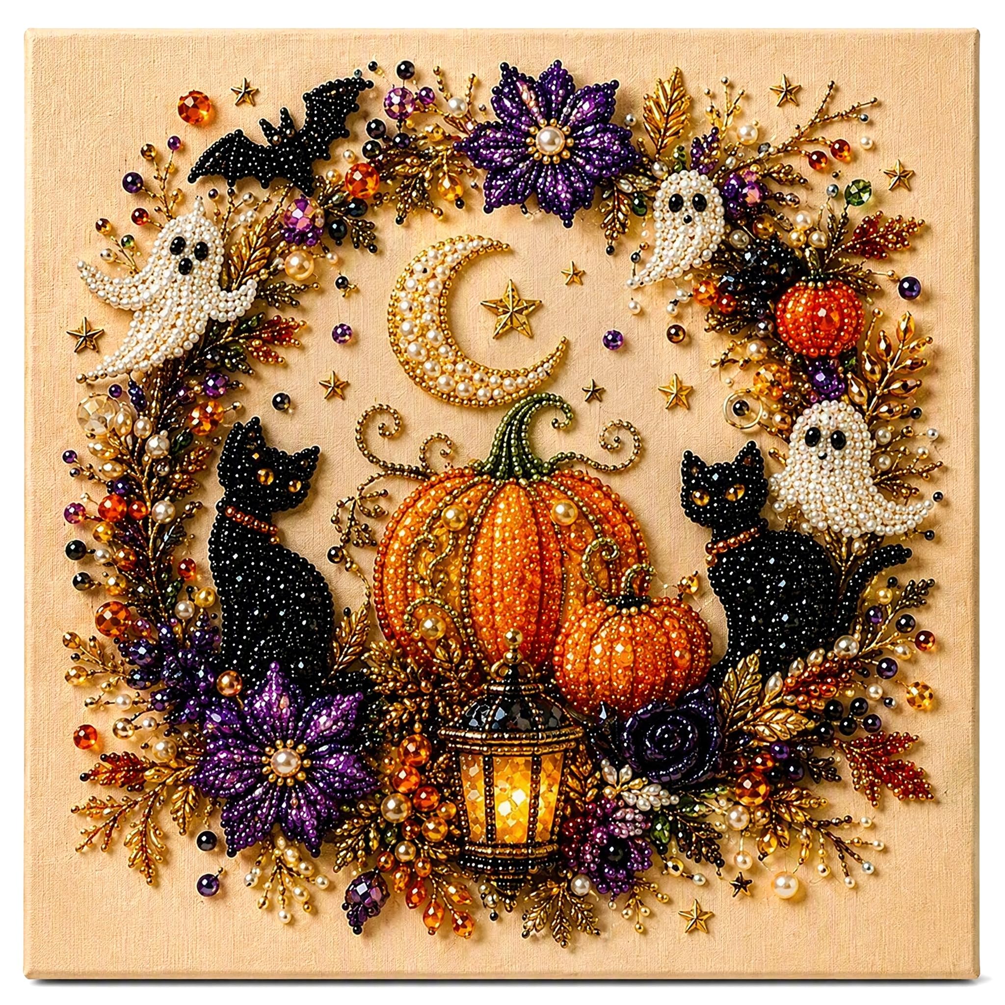 Halloween Ghost Pearl Art DIY Kit Self-Adhesive Pearl Painting Craft Set