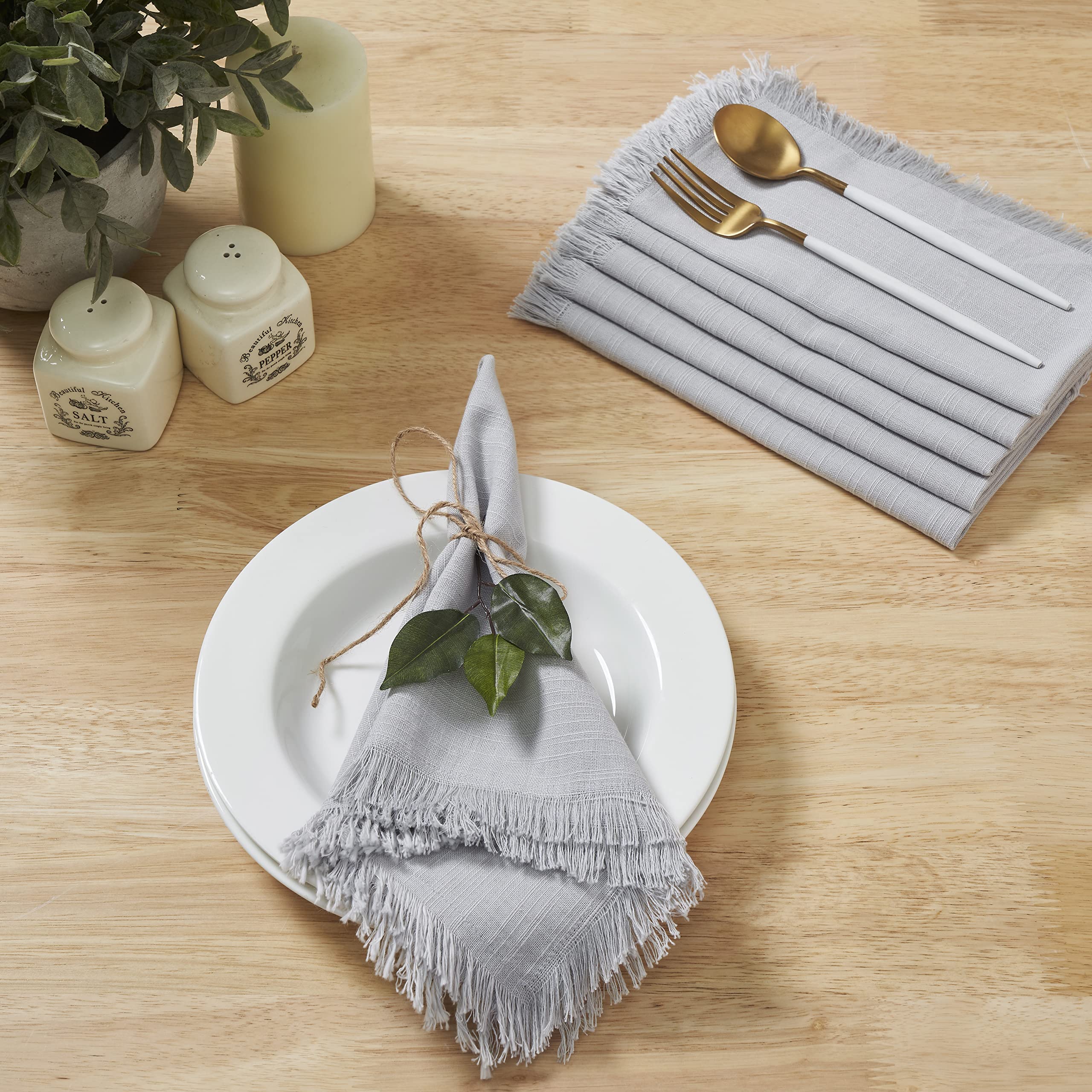 Penguin Home® Set of 6 Cotton Napkin, Grey, 40 x 40 cm (Set of 6) - Image 4