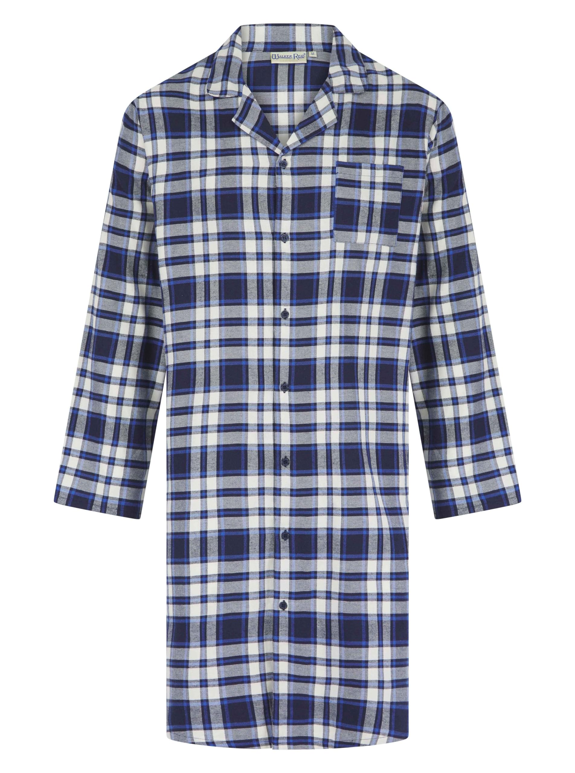 Slenderella Men's Blue Walker Reid Checked Nightshirt Polycotton Button Up Long Sleeve Nightwear (Xxxl)