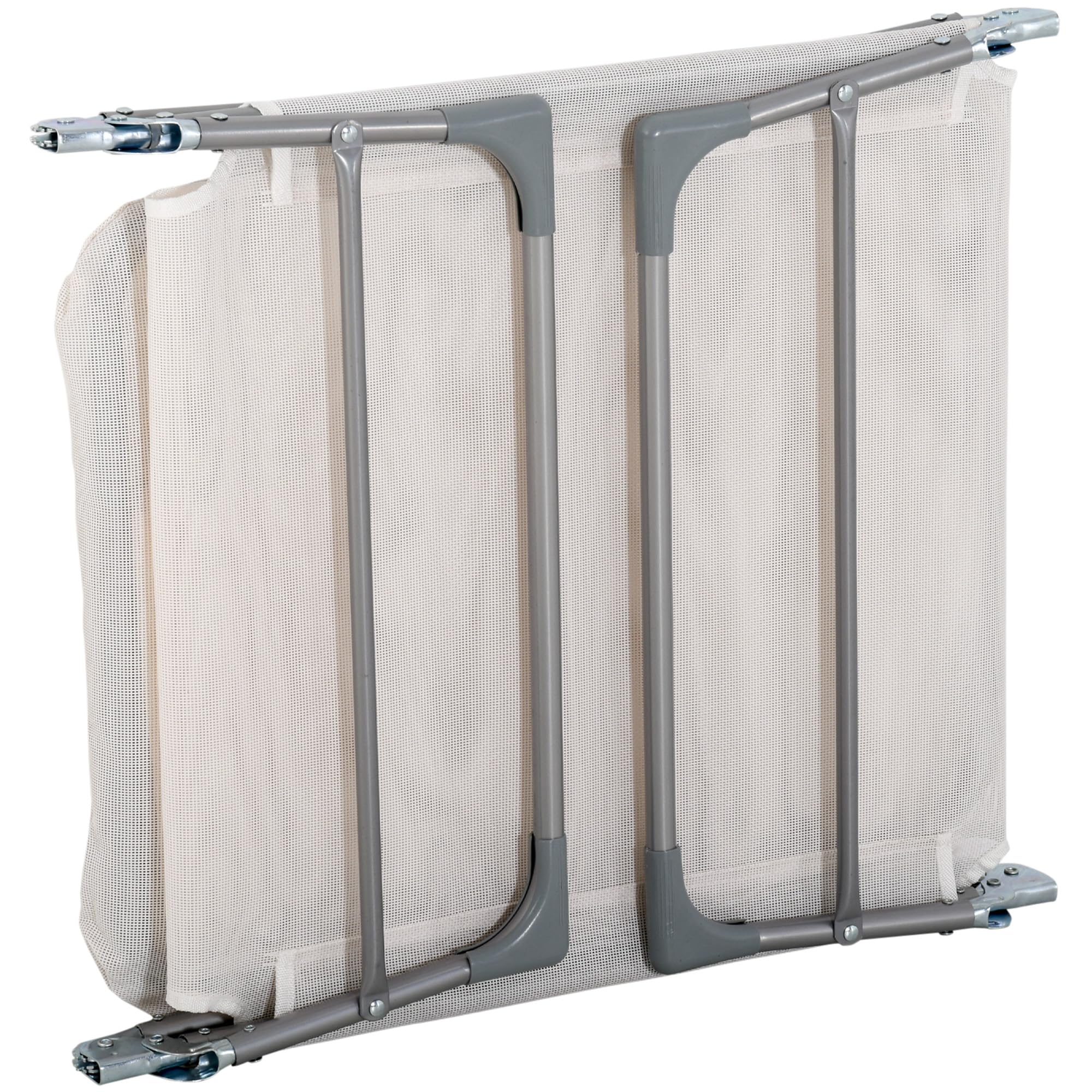 Outsunny Lettino Prendisole Pieghevole con Schienale Reclinabile su 5 Livelli e Poggiatesta, Sdraio da Giardino con Seduta Traspirante in Texteline, per Spiaggia Piscina Giardino, 182x56x28 cm, Crema