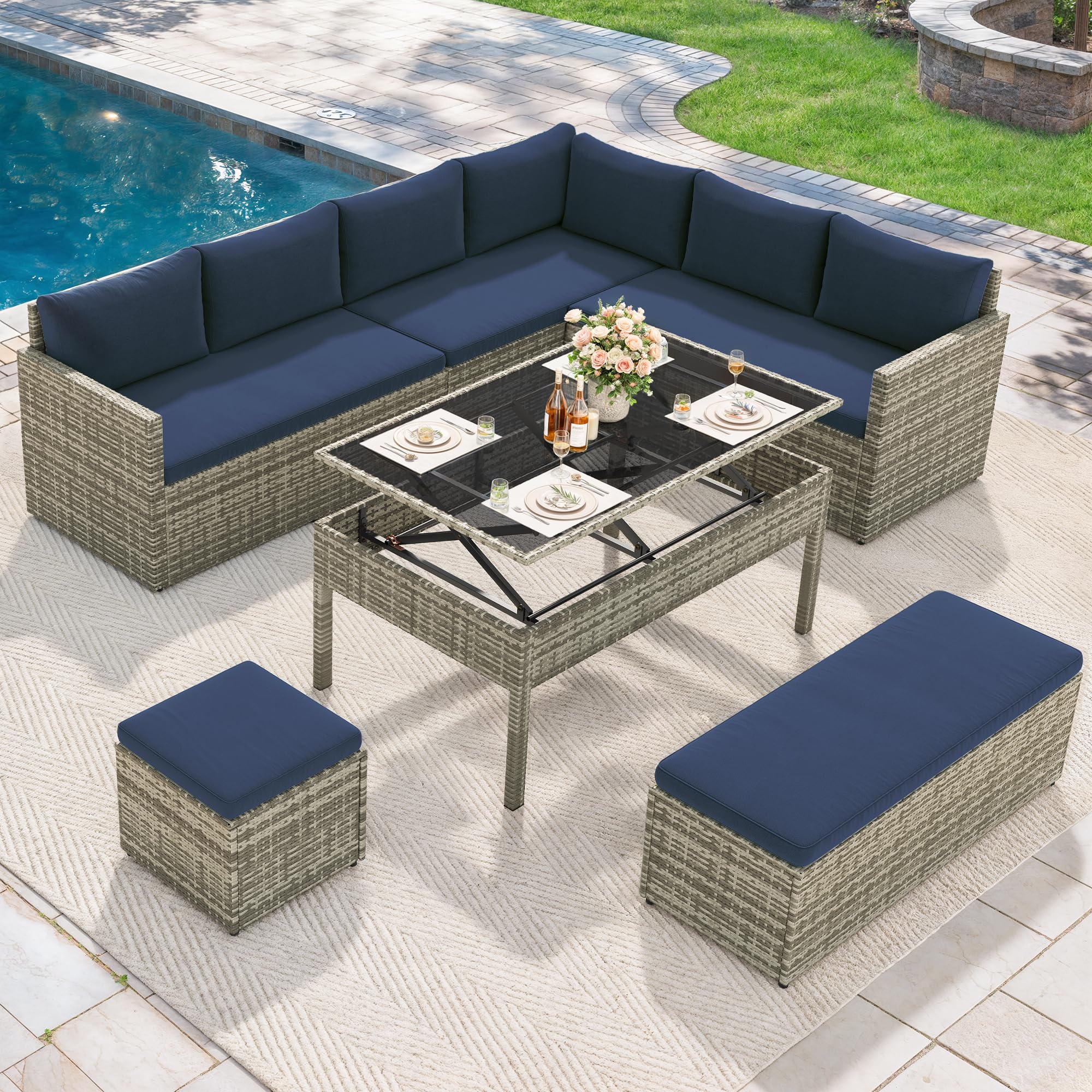 Amazon.com: YITAHOME 6-Piece Outdoor Sectional Sofa Set, All