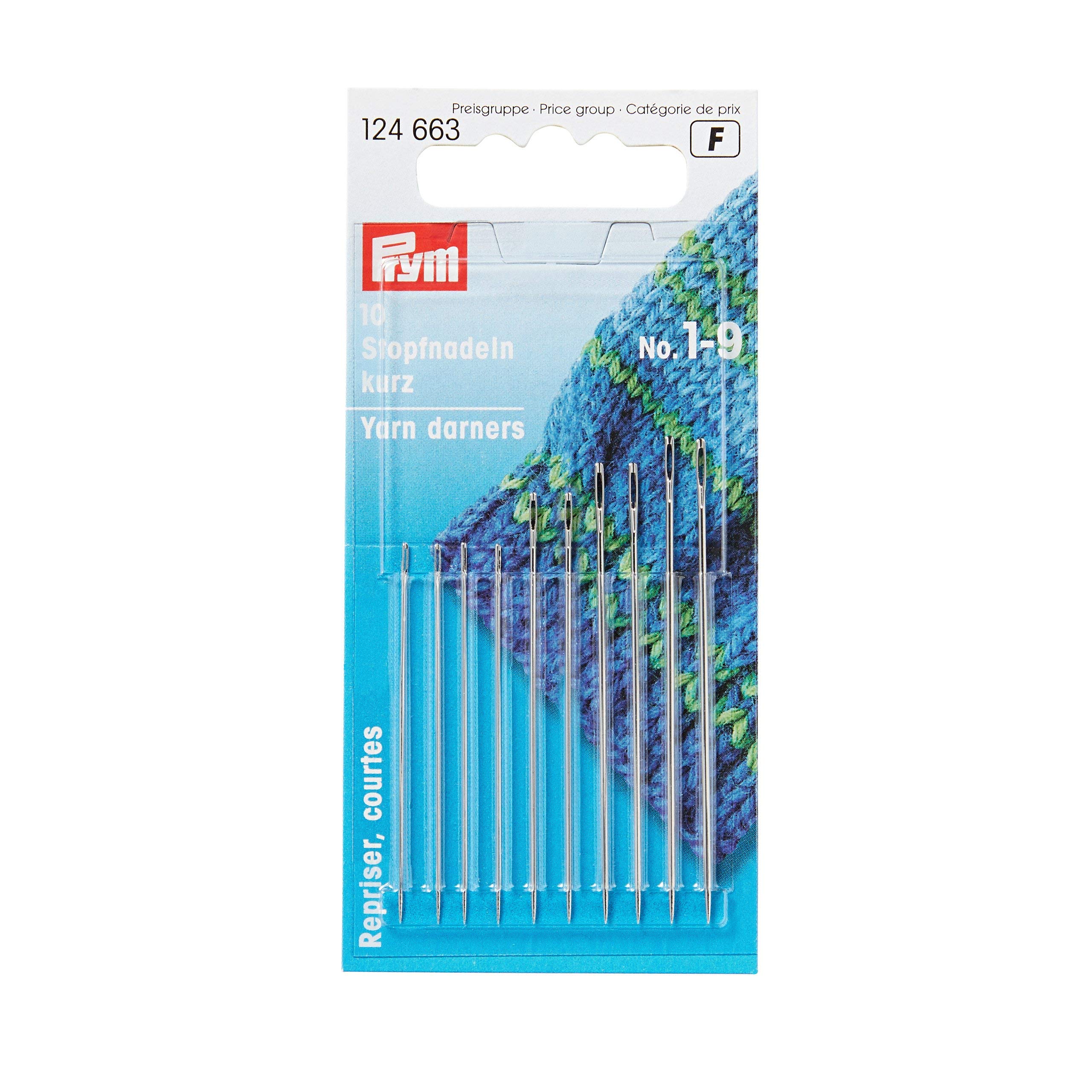 Prym - Short Assorted Steel Silver (No.1-9) Darning Needles - 16 Pieces