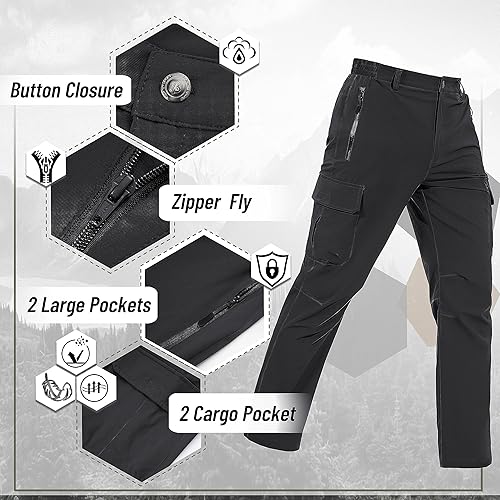 Miniatura 4 de TACVASEN Pantalones cargo para hombre, 5 bolsillos, resistentes al agua, ligeros, de secado rápido, elásticos, para senderismo, trabajo, viajes