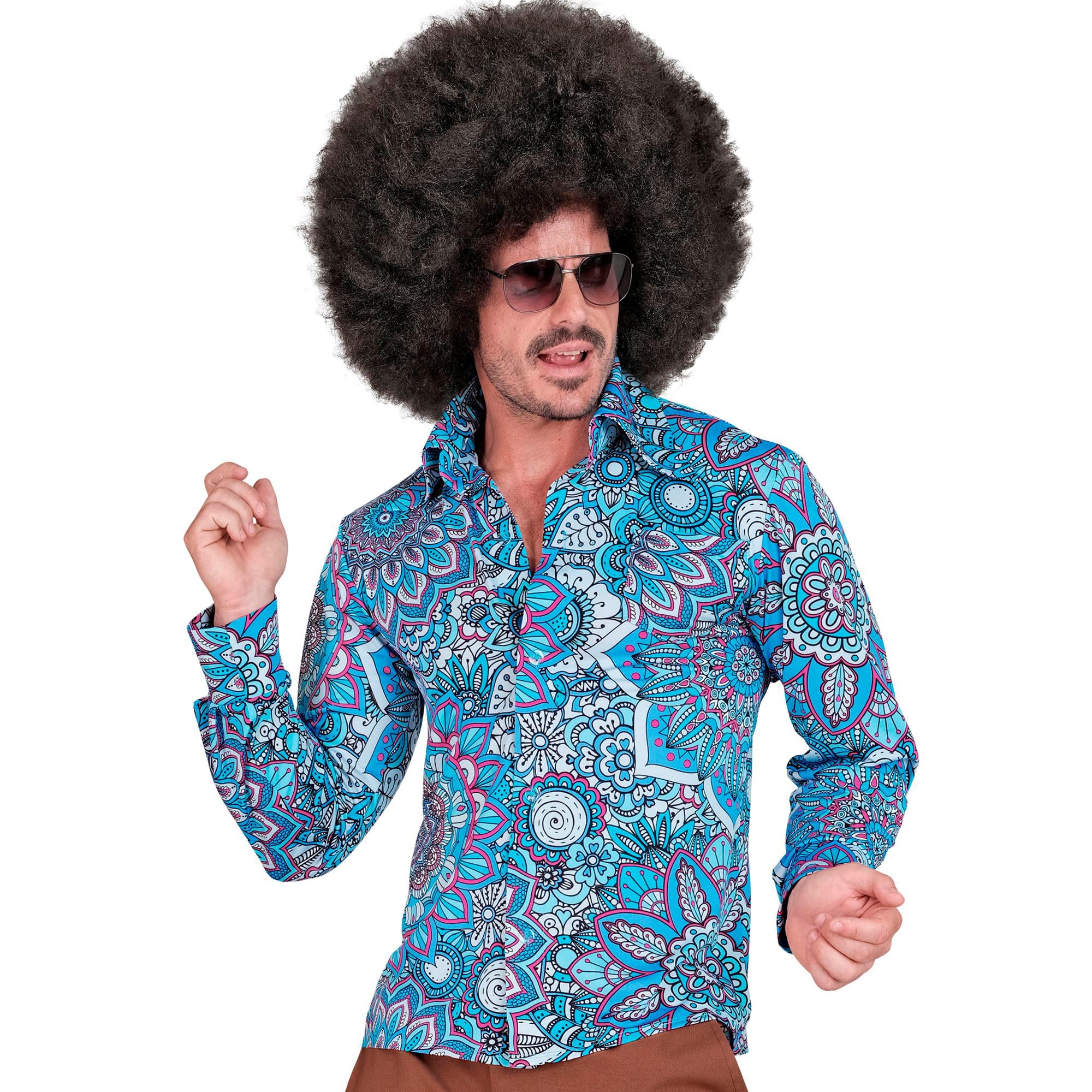 W WIDMANN MILANO Party Fashion - Camisa Hippie, Hipster, Flower Power, Traje años 60, Disfraces Carnaval