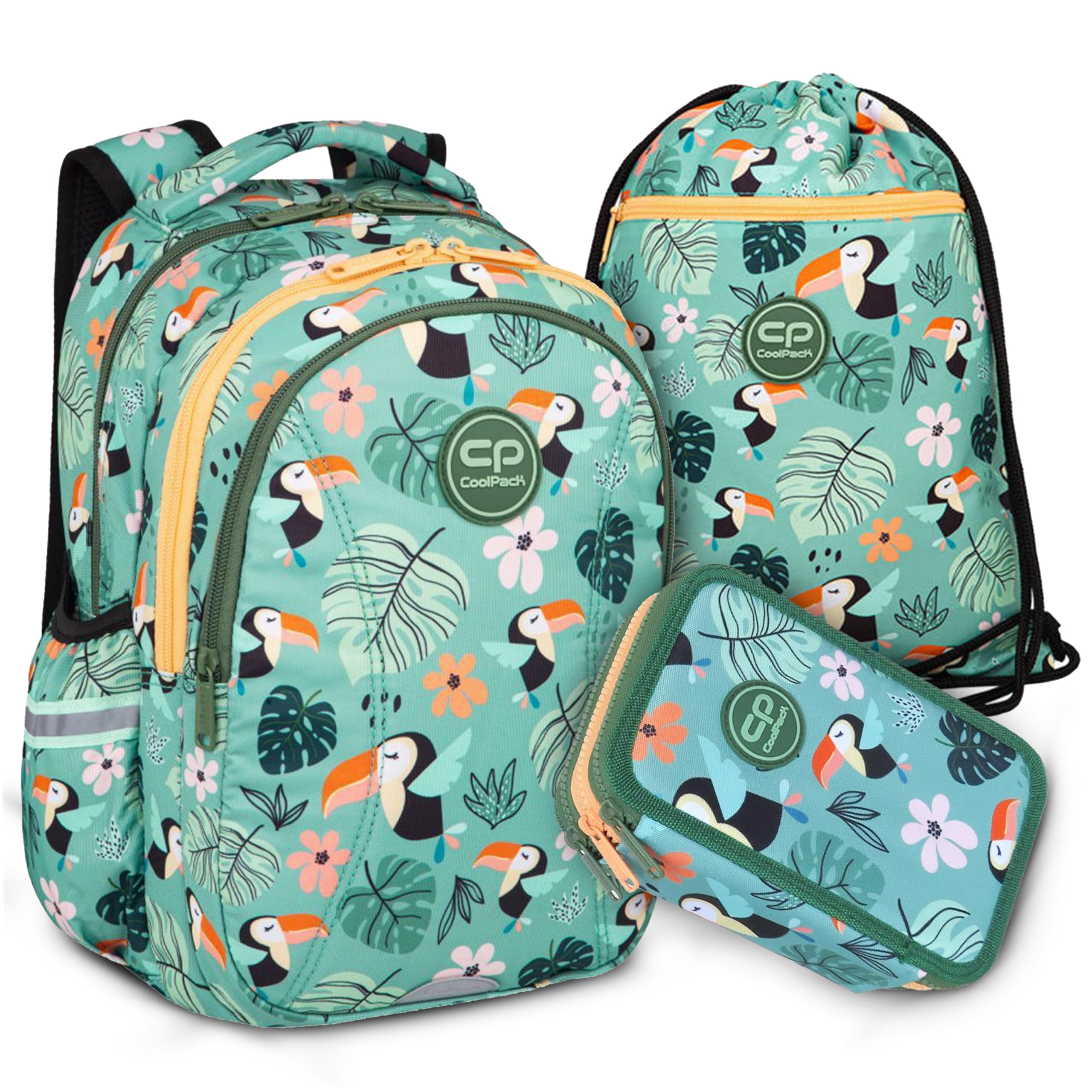 COIL Mochila 3W1 Toucan Escolar Niño clase 1-3 3 compartimentos, mochila, estuche, bolsa de zapatos, 21 litros, carbón, Equipo escolar