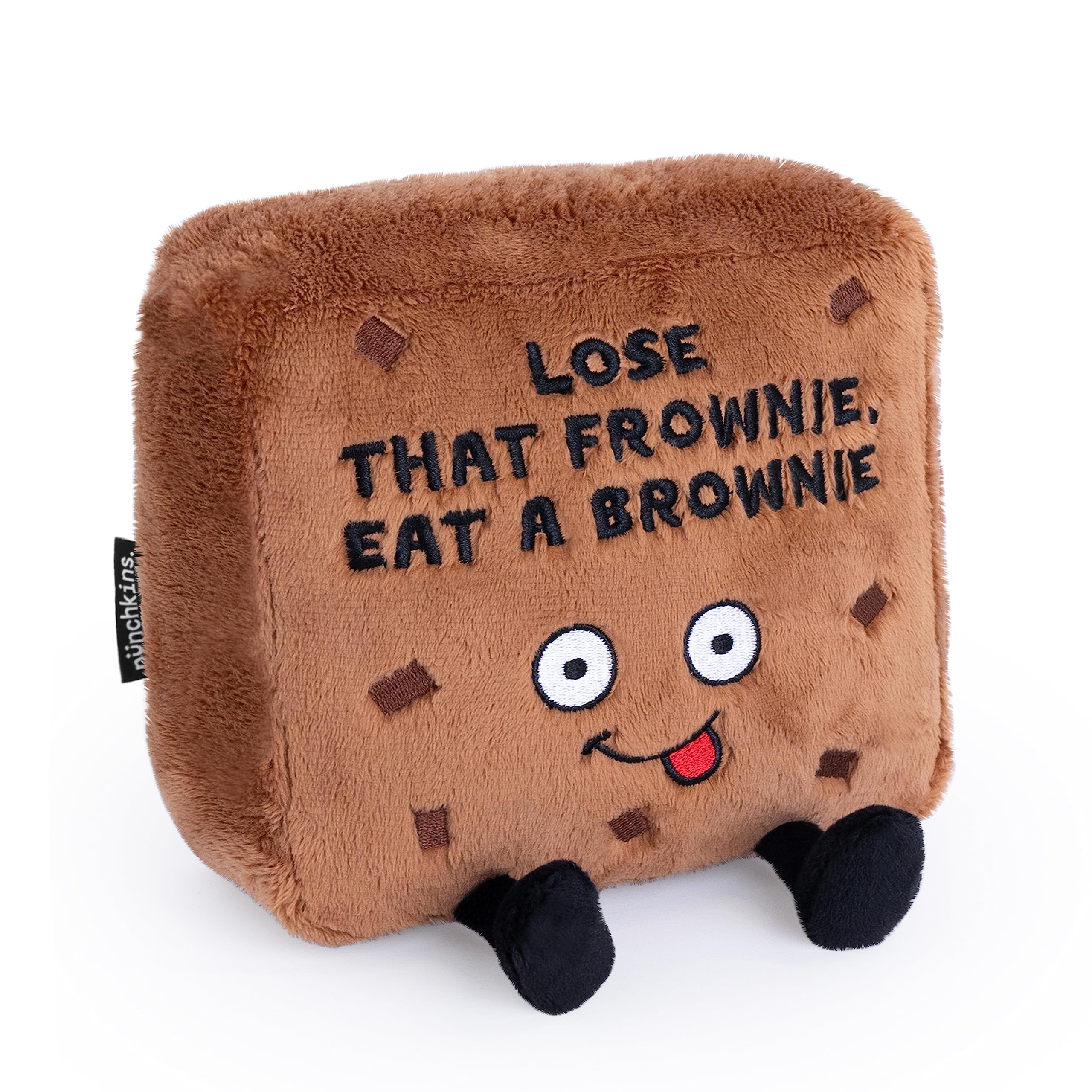 Punchkins Brownie Plushie - Lose That Frownie, Eat A Brownie Funny Brownie Plush, Gift for Chocolate Lovers, Food Plush Toy for Gifting