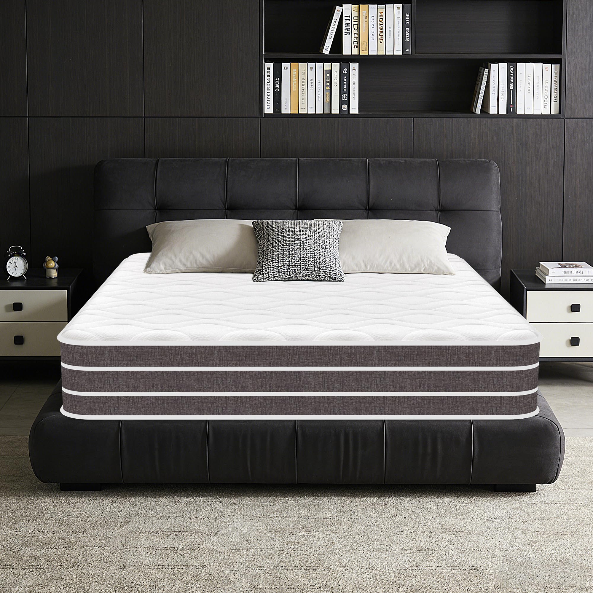 Materasso 140x190, Altezza 30 cm, Materasso Ibrido a Molle Insacchettate e Memory Foam, Medio-Ferma, Struttura a 9 Zone, Ortopedico, Certificato OEKO-TEX, Antiallergico, Traspirante, Senza Movimenti