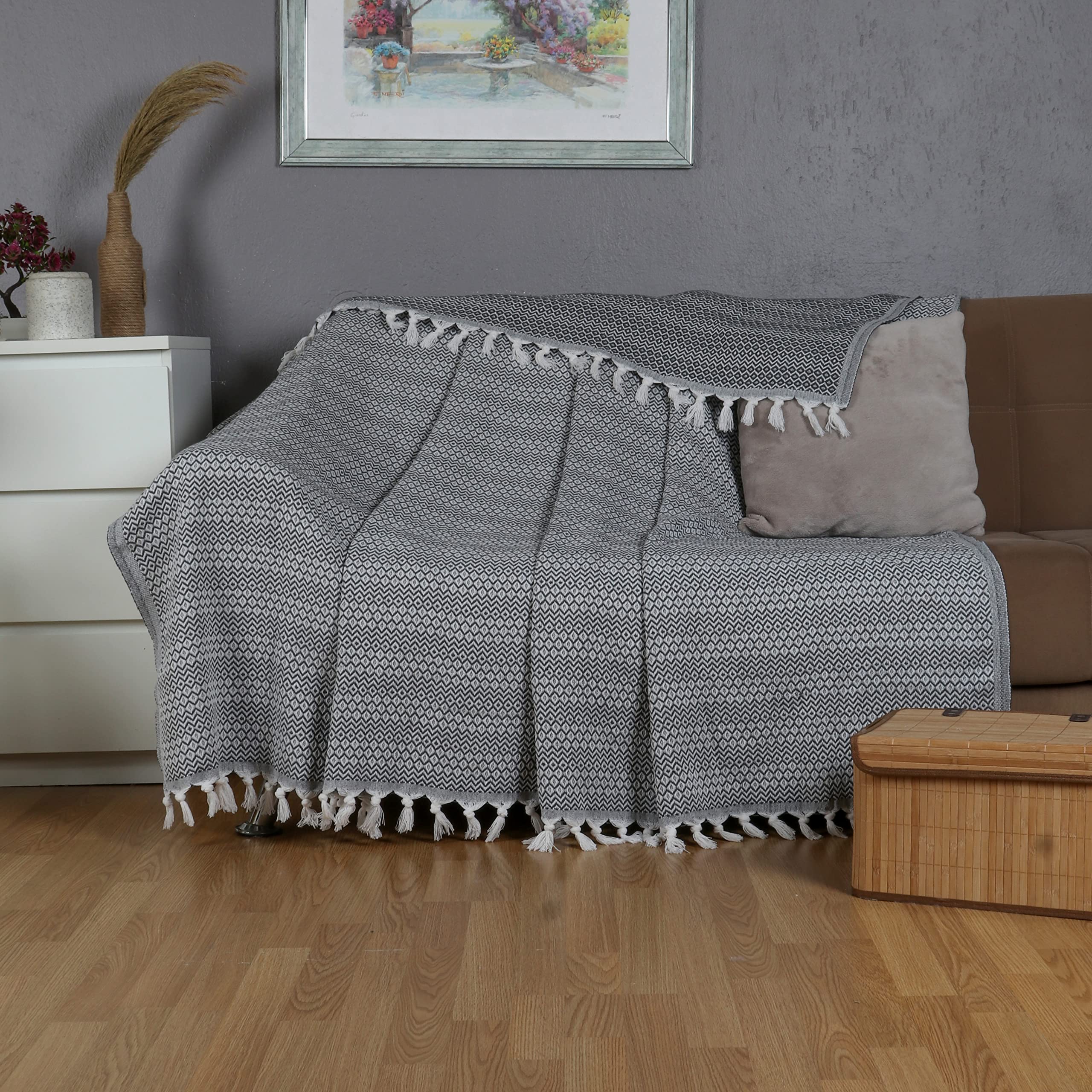 Tuiste Copriletto Cotone una Singolo Grigio Antracite Scuro, Trapuntino, Trapunta, Per Primavera, Estate, Autunno e Inverno, Telo Arredo Copridivano Multiuso Copritutto, Coperta Leggera Piquet