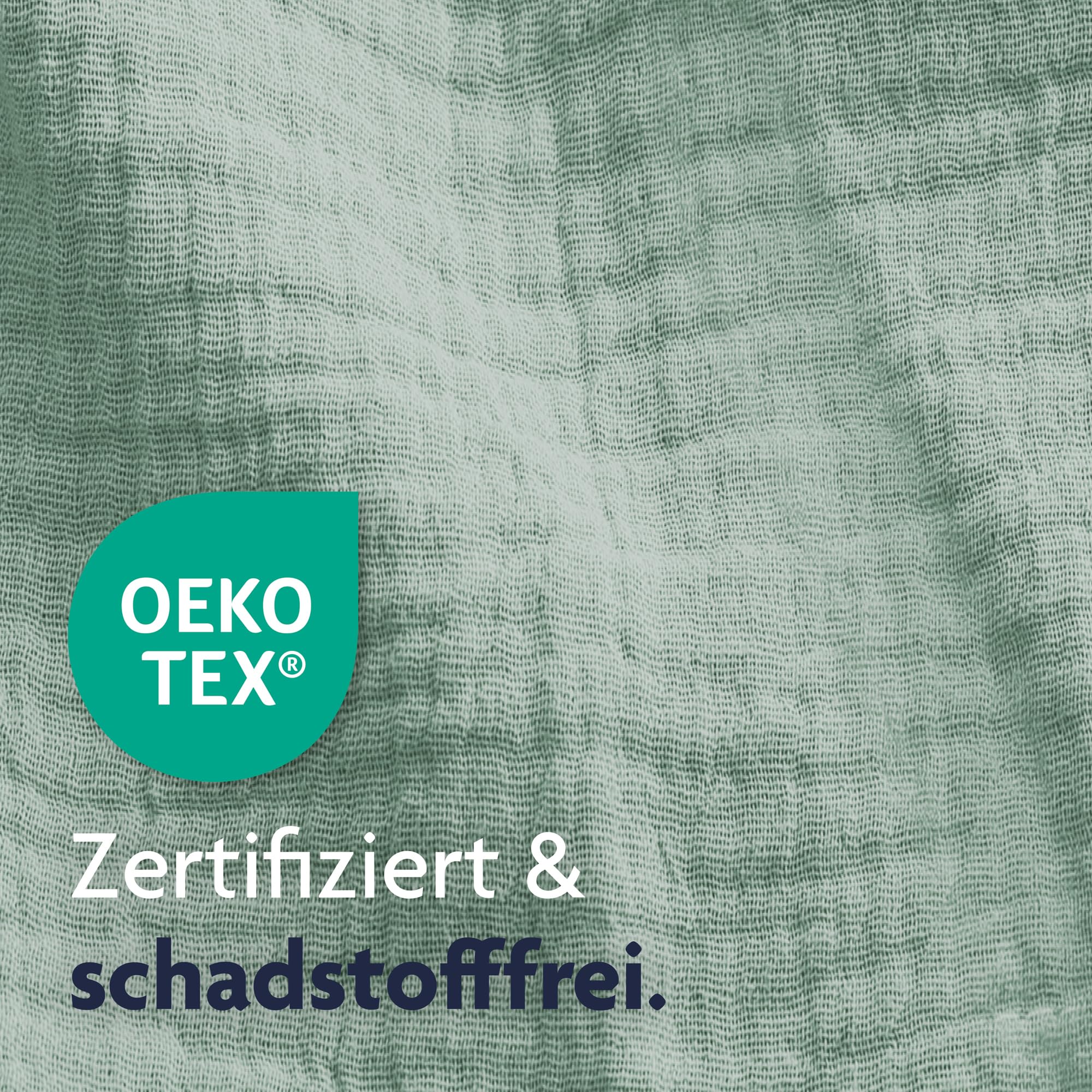 Julius Zöllner Musselin Kinderbettwäsche 100x135 + 40x60 cm | 2-teiliges Set aus Deckenbezug und Kissenbezug aus 100% Baumwollmusselin | Oeko-TEX Standard 100 | grün