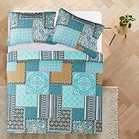 Vista 91 de VAPUTAR Juego de ropa de cama tamaño Queen – 3 piezas, edredón bohemio, colcha reversible ligera para dormitorio de granja (floral)