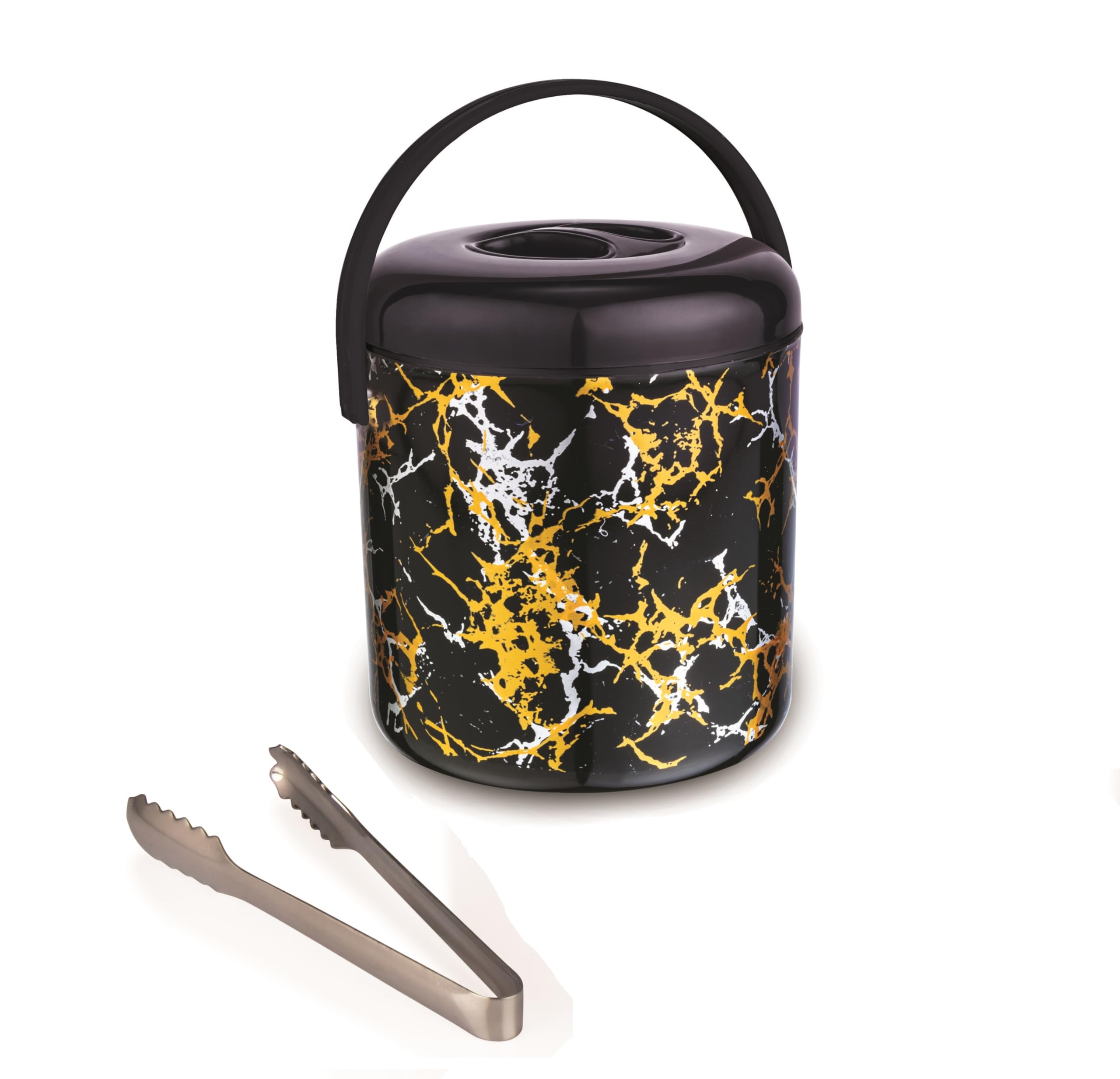Nabhya Ice Pail Plastic,Ice Bucket, Insulated ice Box with Stainless Steel Tong Plastic Ice Bucket (Black)