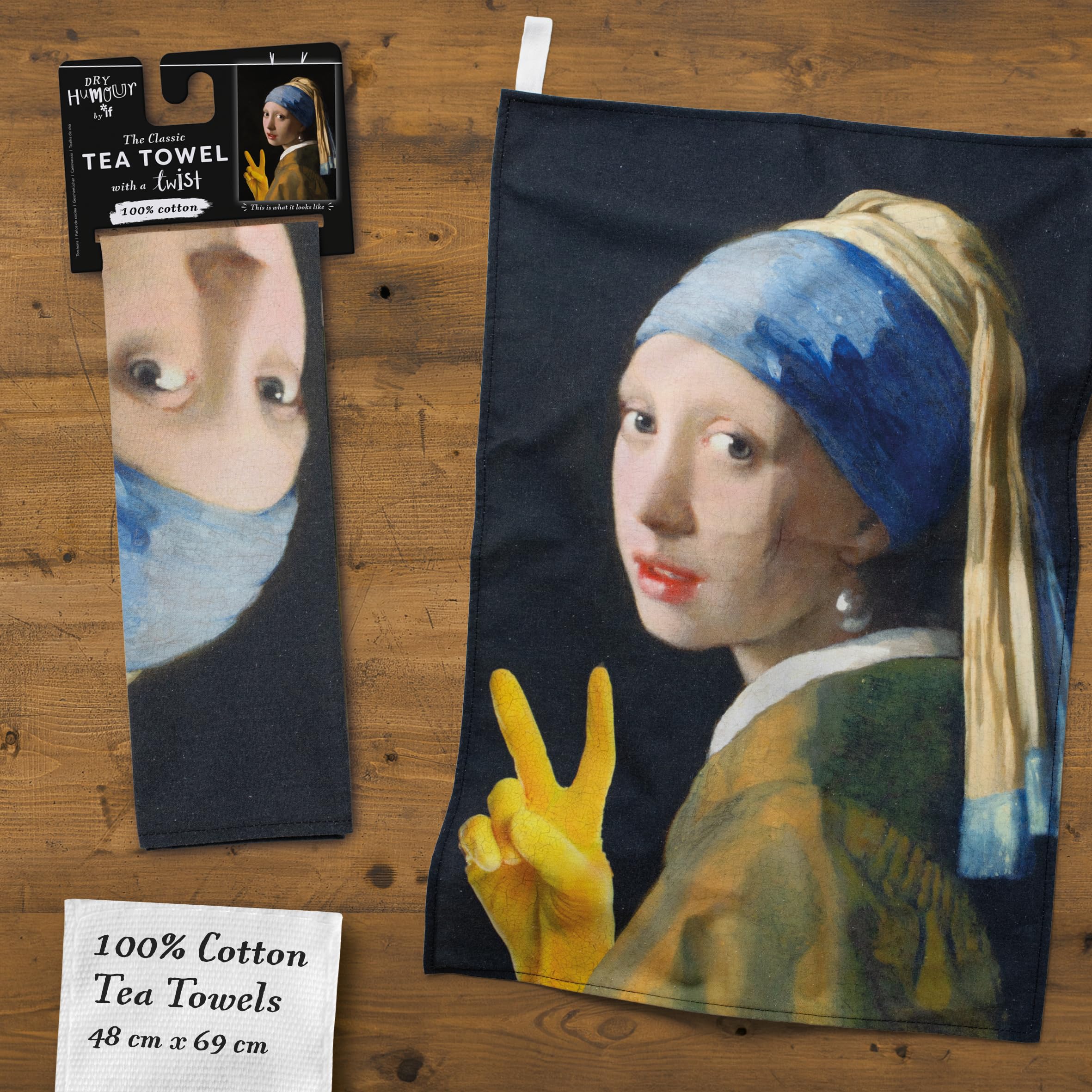 IF Dry Humour - Tea Towel - The Girl with a Yellow Glove, Pattern - Image 3
